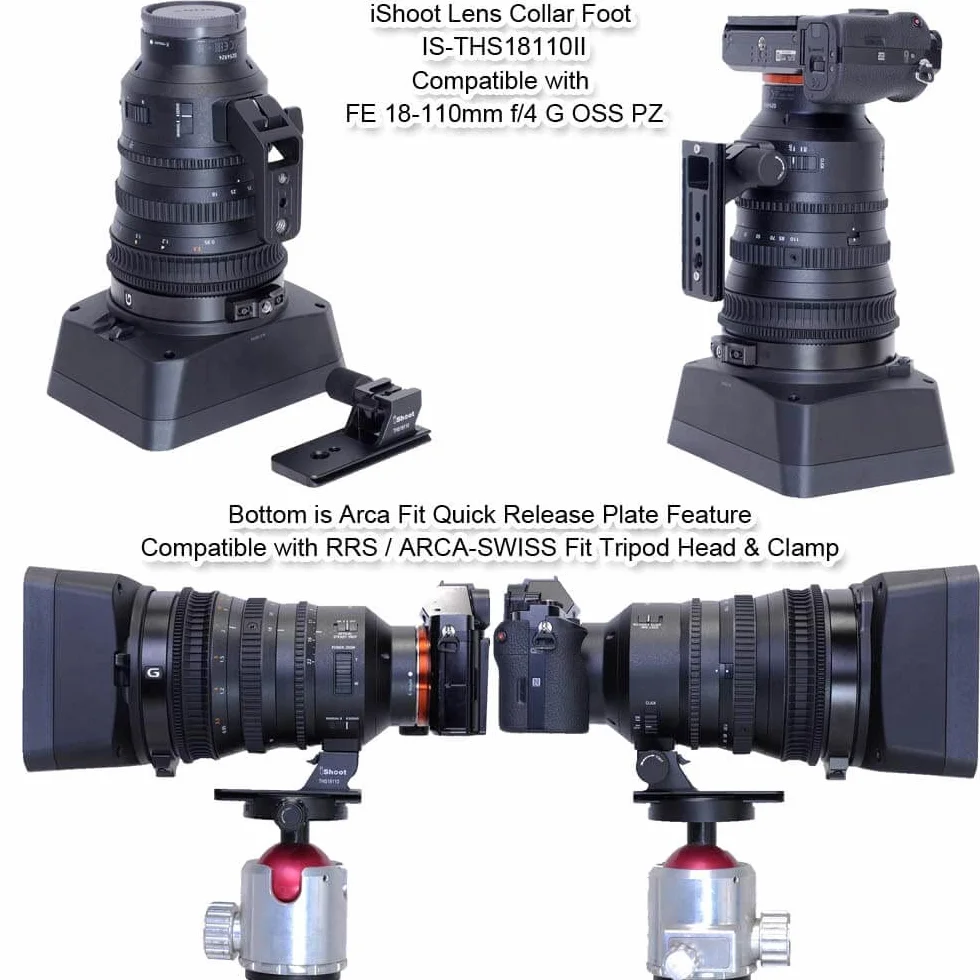 iShoot Base Anillo de Montaje en Trípode Pie Collar Objetivo Compatible con Sony FE 100-400mm f/4.5-5.6 GM OSS, 70-200mm f/2.8 GM OSS & II, 18-110mm f/4 G OSS PZ, Soporte Lente Placa Liberación Rápida