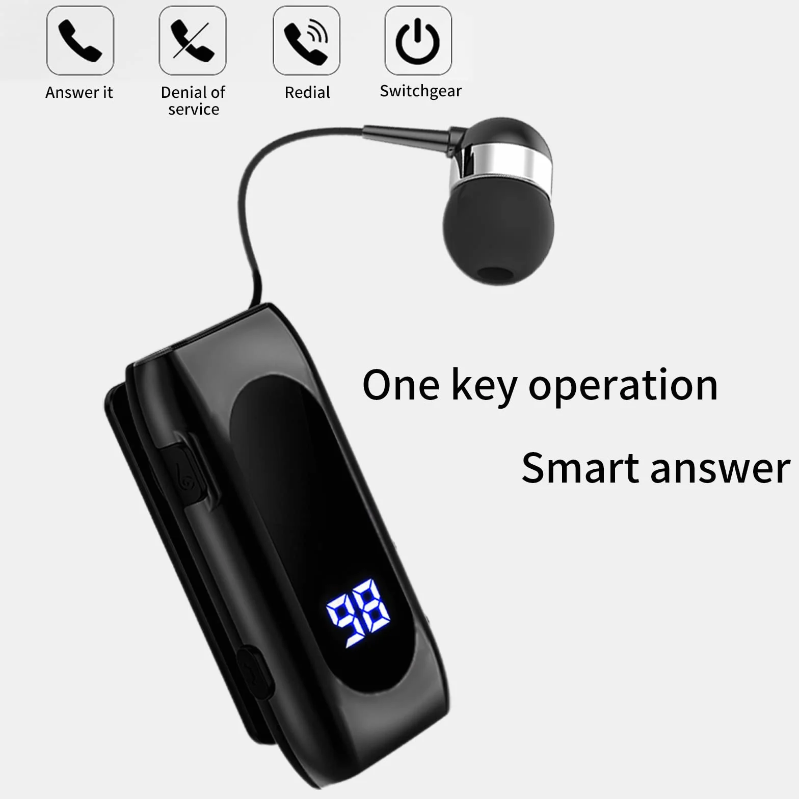 Auriculares Bluetooth Negocio, Auricular inalámbrico Bluetooth con Micrófono, Bluetooth V4.1, Manos Libres, 120 Horas de Espera, Compatible para iPhone, Teléfono Móvil con Android (Negro)