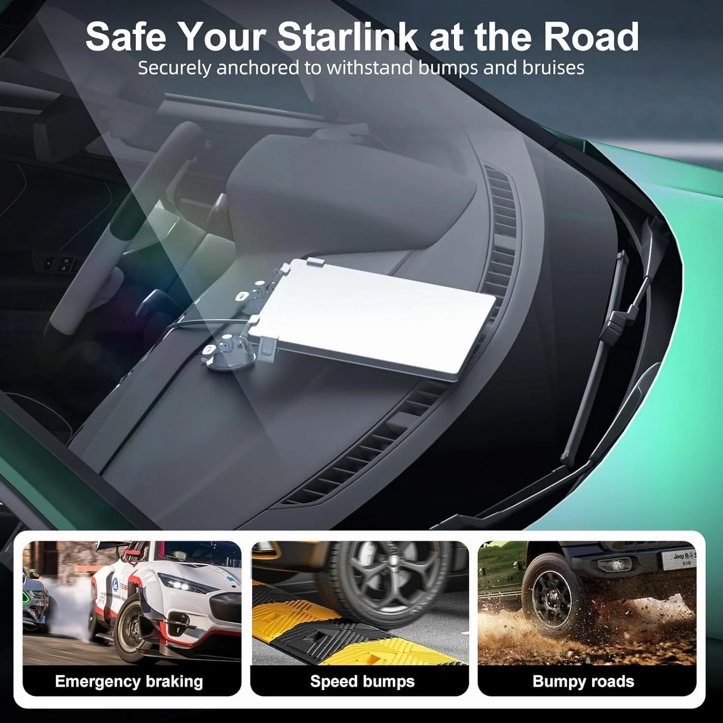 para Starlink Mini Soporte de Coche para Salpicadero y Parabrisas - Kit de Montaje con Ventosa para Configuración Estable de Starlink Mini Mientras Conduces, Compatible con la Mayoría de
