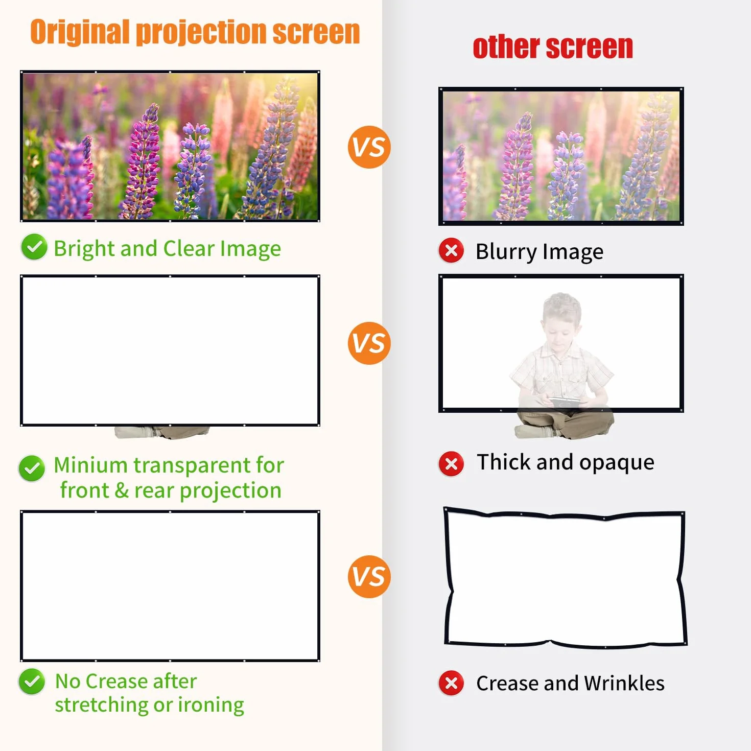 Pantalla de Proyector 120 Pulgadas, Ultra 4K 16:9 FHD, Plegable de Doble Cara, Ideal para Cine en Casa y Juegos, Adecuada para el hogar, la Oficina, la Escuela y el