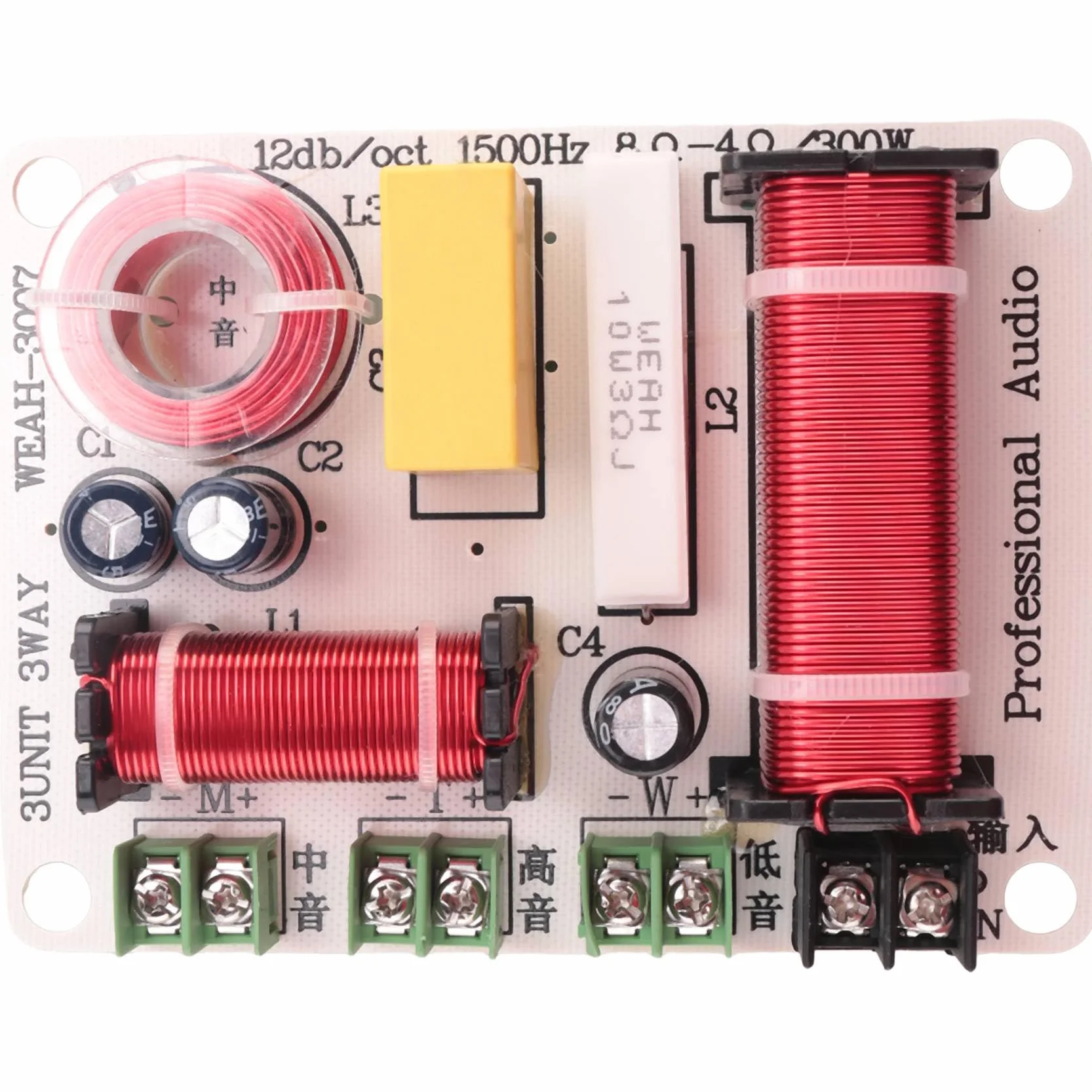 Divisor de Frecuencia de Altavoz de 3 Vías 300W Divisor de Frecuencia de Filtro Cruzado HiFi para Modificación de Altavoz Hogar DIY