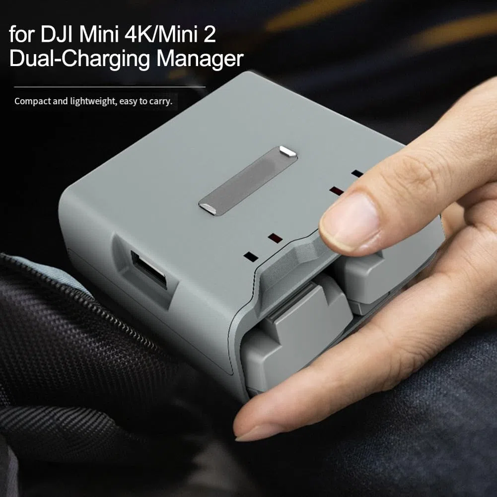 Base de carga para DJI Mini 2/4K, hub de carga bidireccional 3 en 1, estación de energía USB-C portátil con material de PC, gris