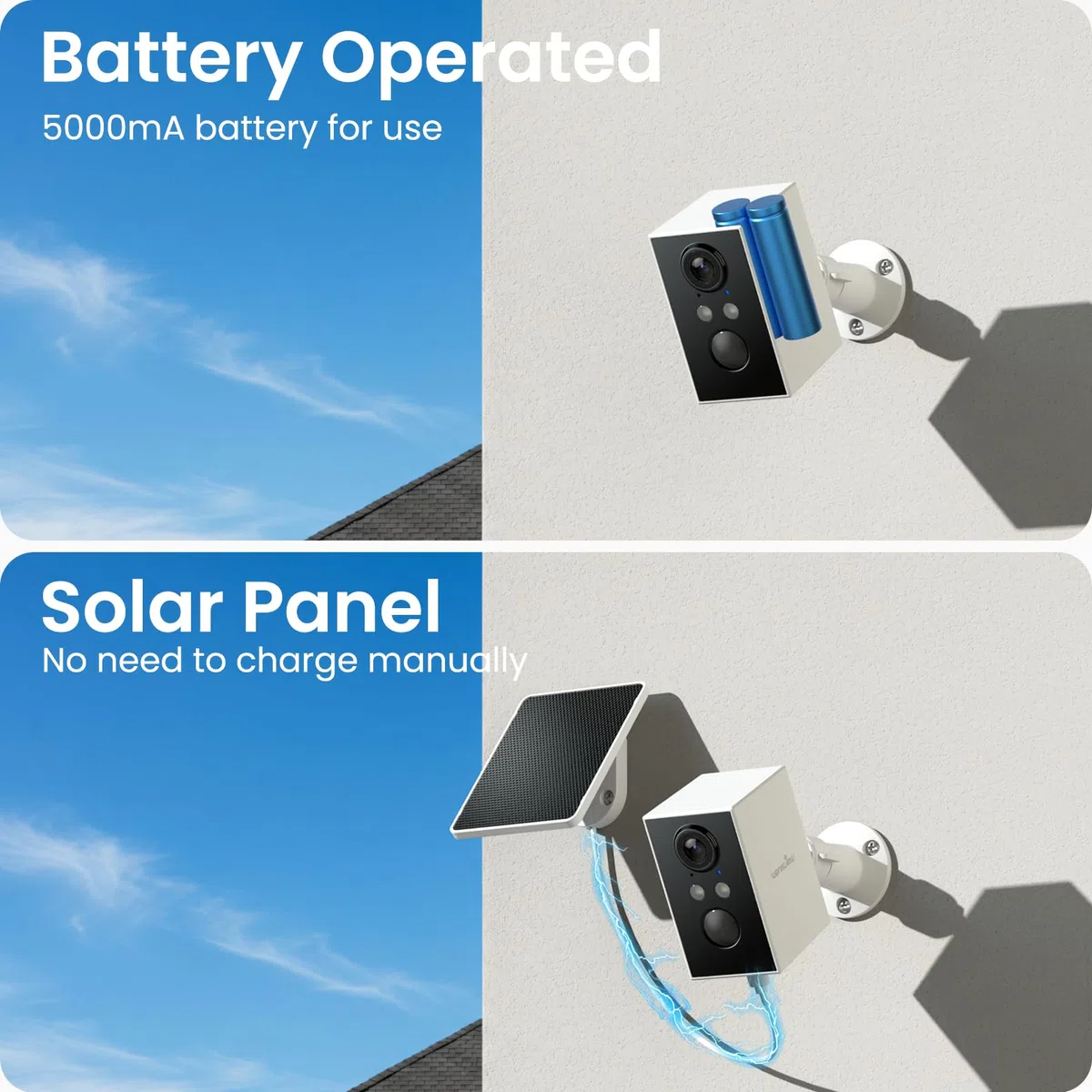 wansview Camara Vigilancia WiFi Exterior Solar - 2K Camaras Vigilancia Domicilio WiFi 2.4G hz Seguridad sin Cable con Batería, PIR Sirena, Visión Nocturna Color, IP65