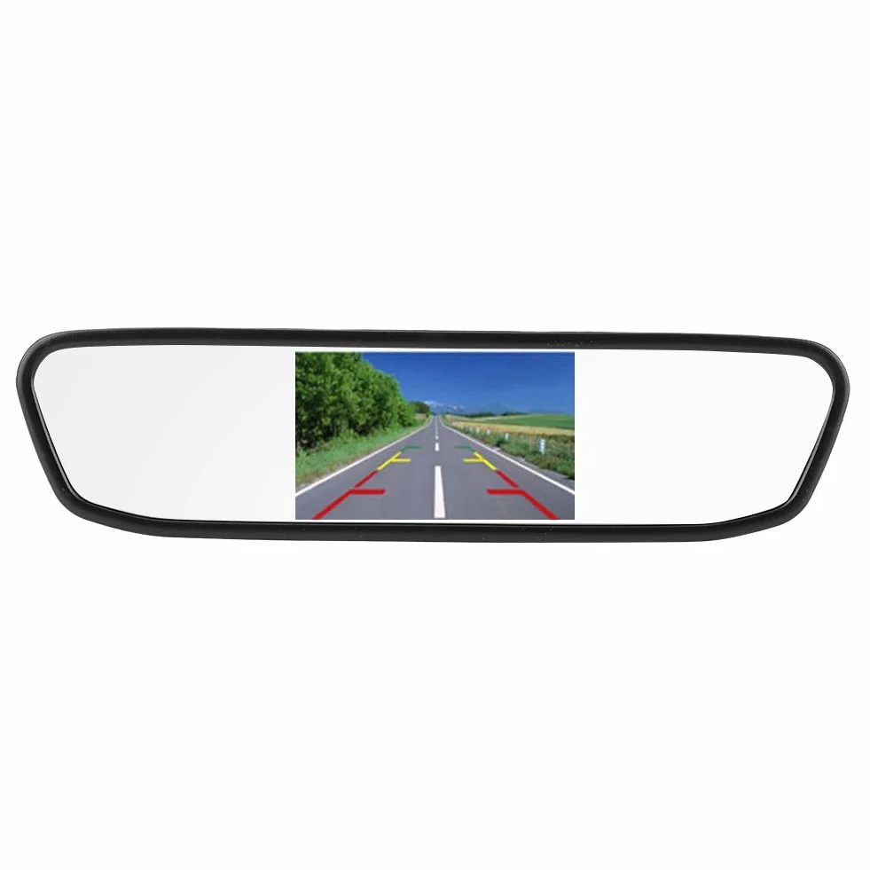 Monitor de Cámara de Espejo Retrovisor, Monitor de Espejo Retrovisor de Coche de 4,3 Pulgadas Pantalla LCD TFT HD Entrada de Video de 2 Canales