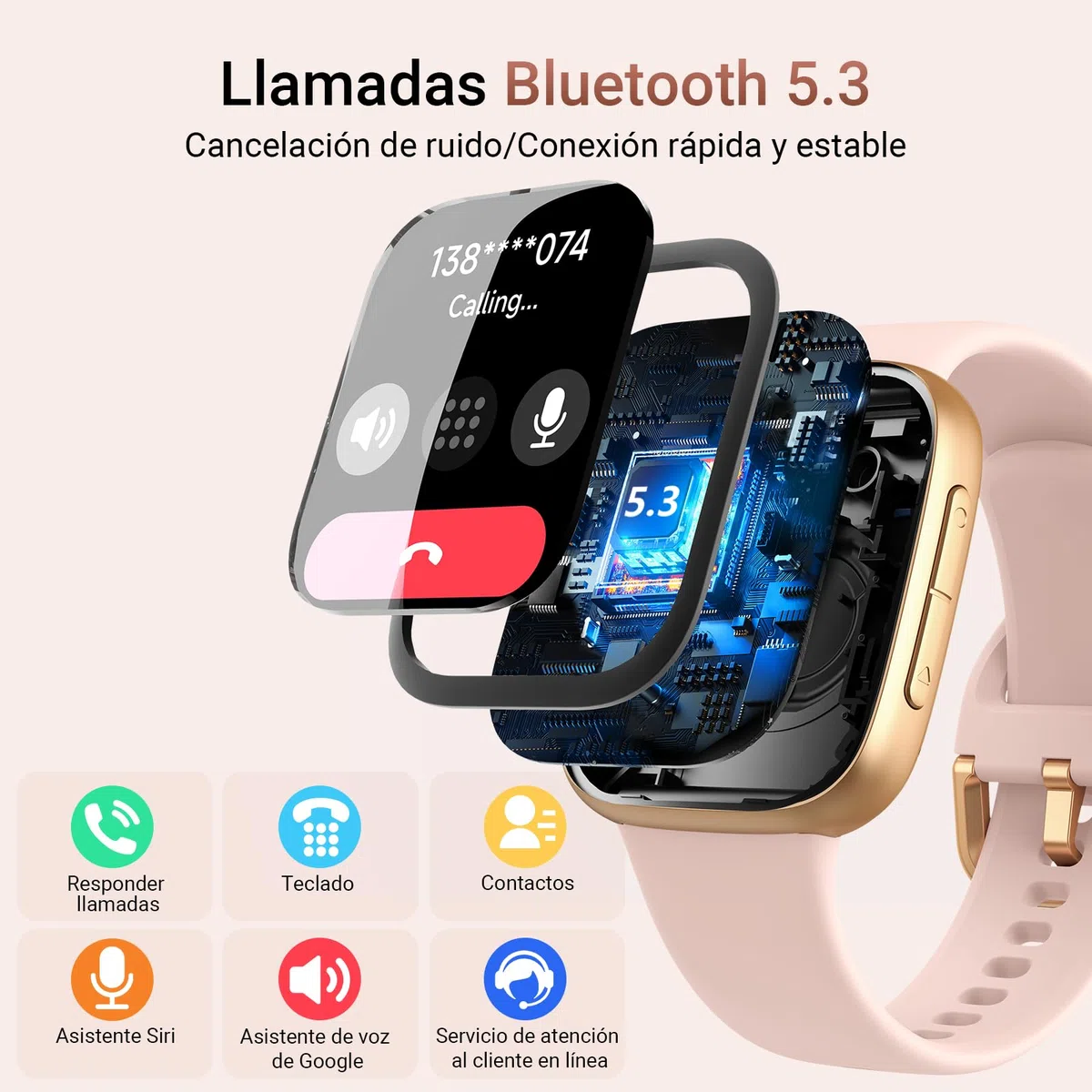 Reloj Inteligente Mujer 1.85" AMOLED Smartwatch Mujer con Llamadas y Asistente de Voz, 3ATM Whatsapp Notificaciones, SpO2/Pulsómetro/Monitor de Sueño, 110 Modos Deportes para iPhone Samsung Android