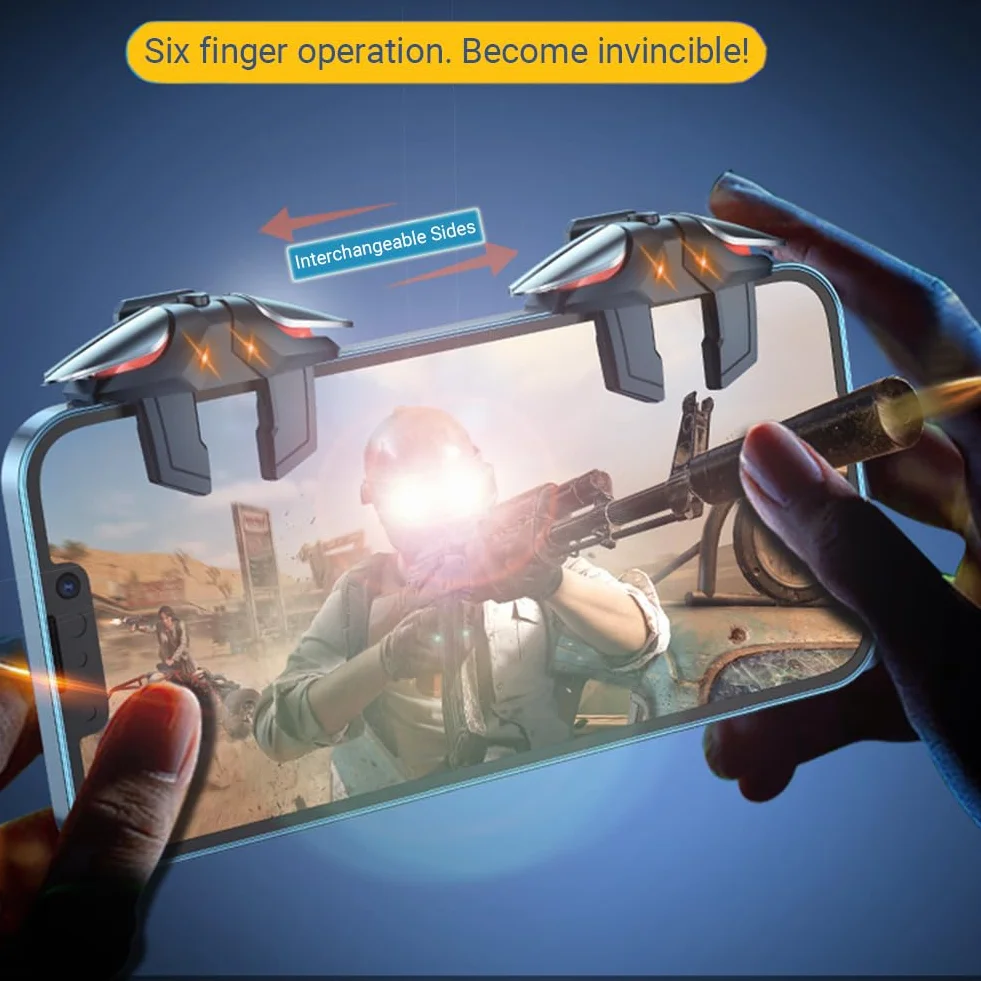 Gatillos para Movil Rapid-Fire Tiro Rapido 5 niveles, L1R1 L2R2 4 Triggers Mobile Phone Game Controller Disparadores para Call of Duty PUBG Compatible con Teléfonos Android y iOS