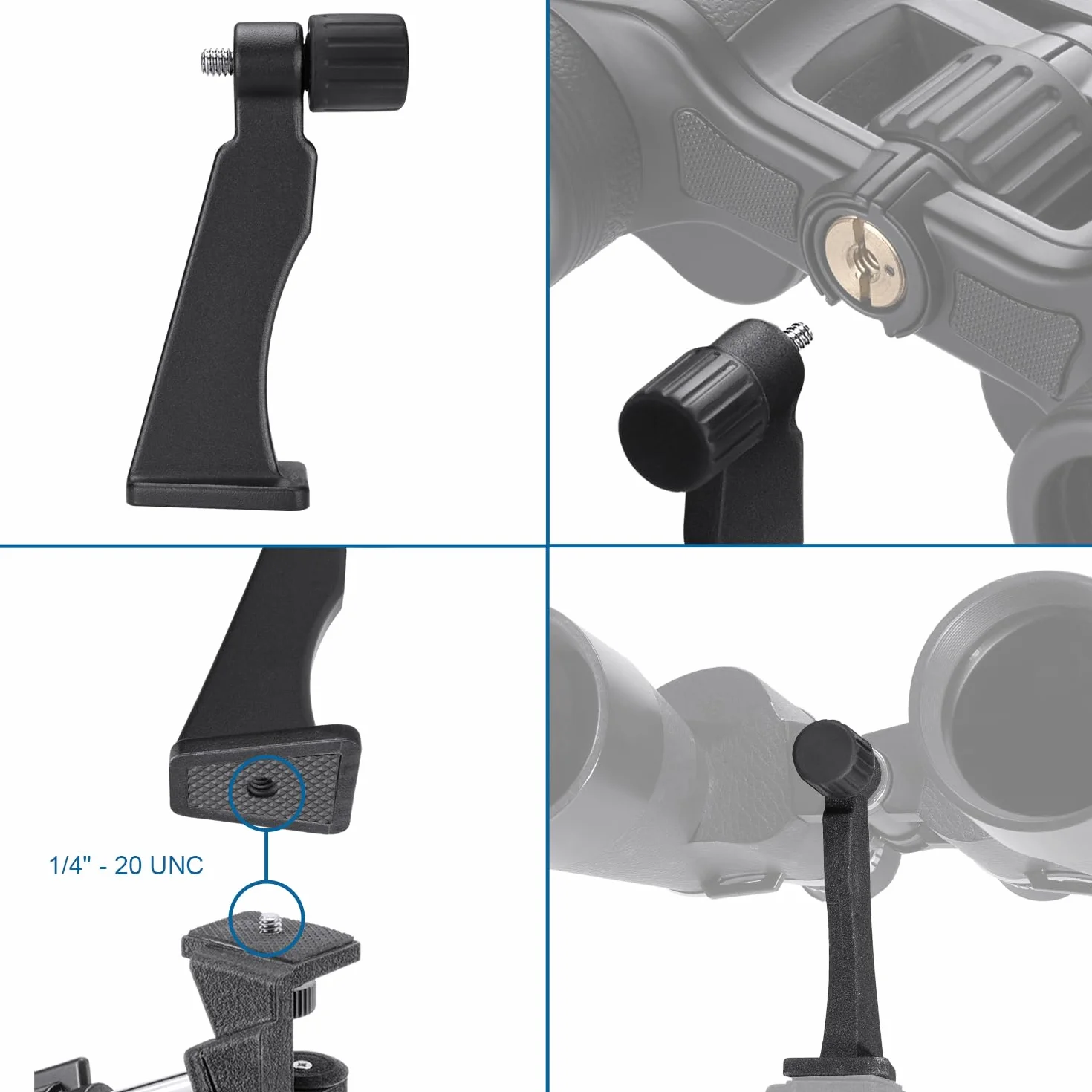 BARSKA Accesorios AF10546 Adaptador de trípode Binocular, Hombres, Negro, Compact