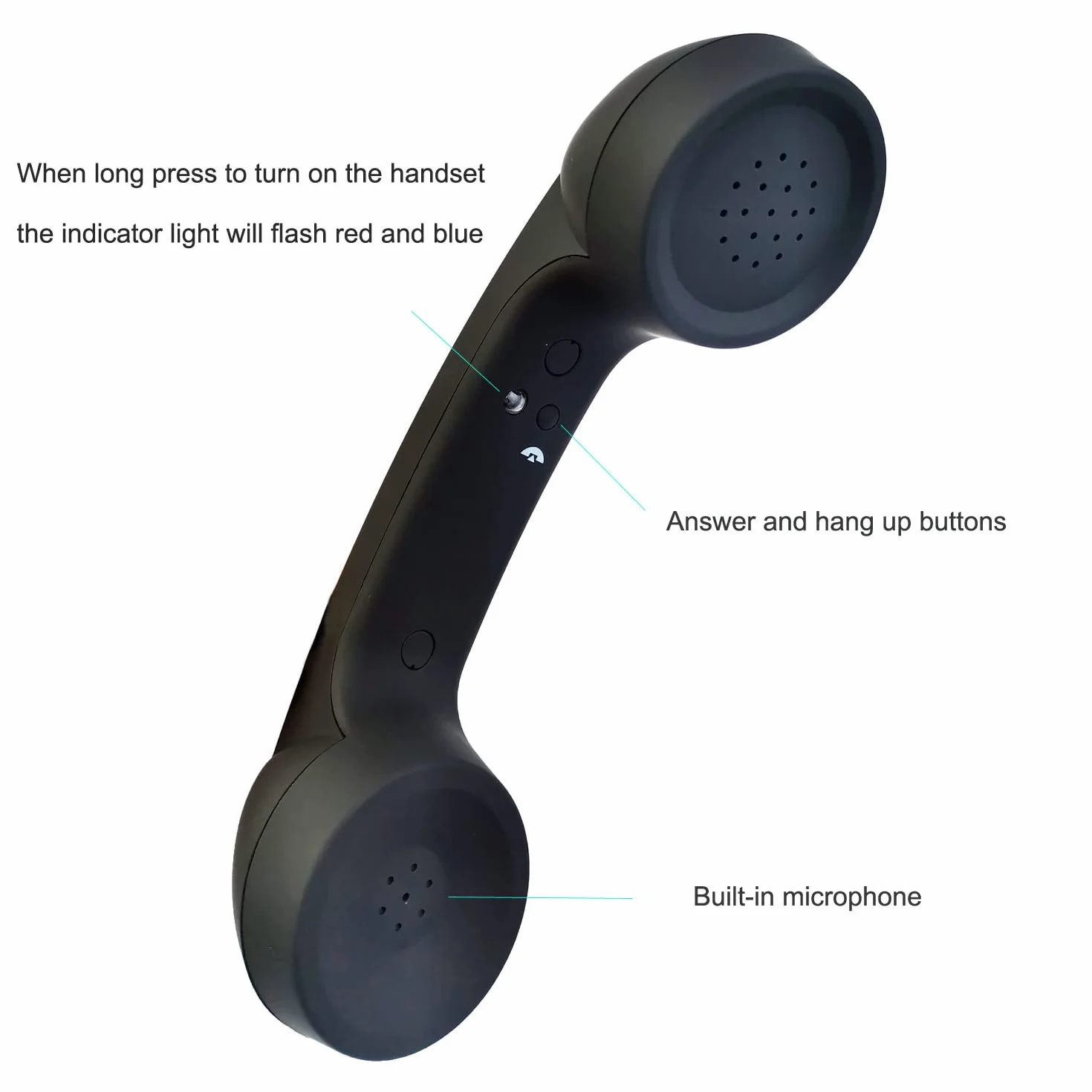 Auriculares Teléfono Retro Bluetooth Inalámbrico de Teléfono Receptores Cómodo Call Micrófono Auricular para Smartphones y Tablets Compatible con iPhone Samsung