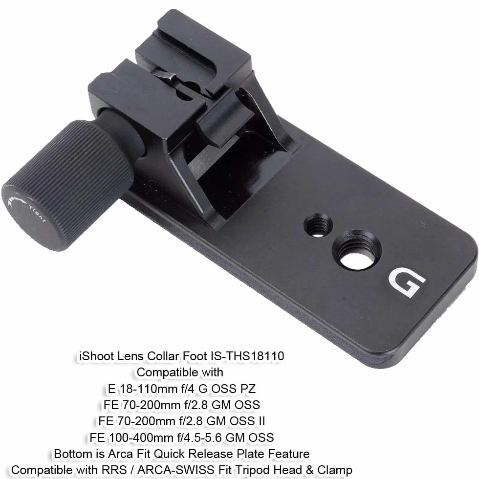 iShoot Base Anillo de Montaje en Trípode Pie Collar Objetivo Compatible con Sony FE 100-400mm f/4.5-5.6 GM OSS, 70-200mm f/2.8 GM OSS & II, 18-110mm f/4 G OSS PZ, Soporte Lente Placa Liberación Rápida