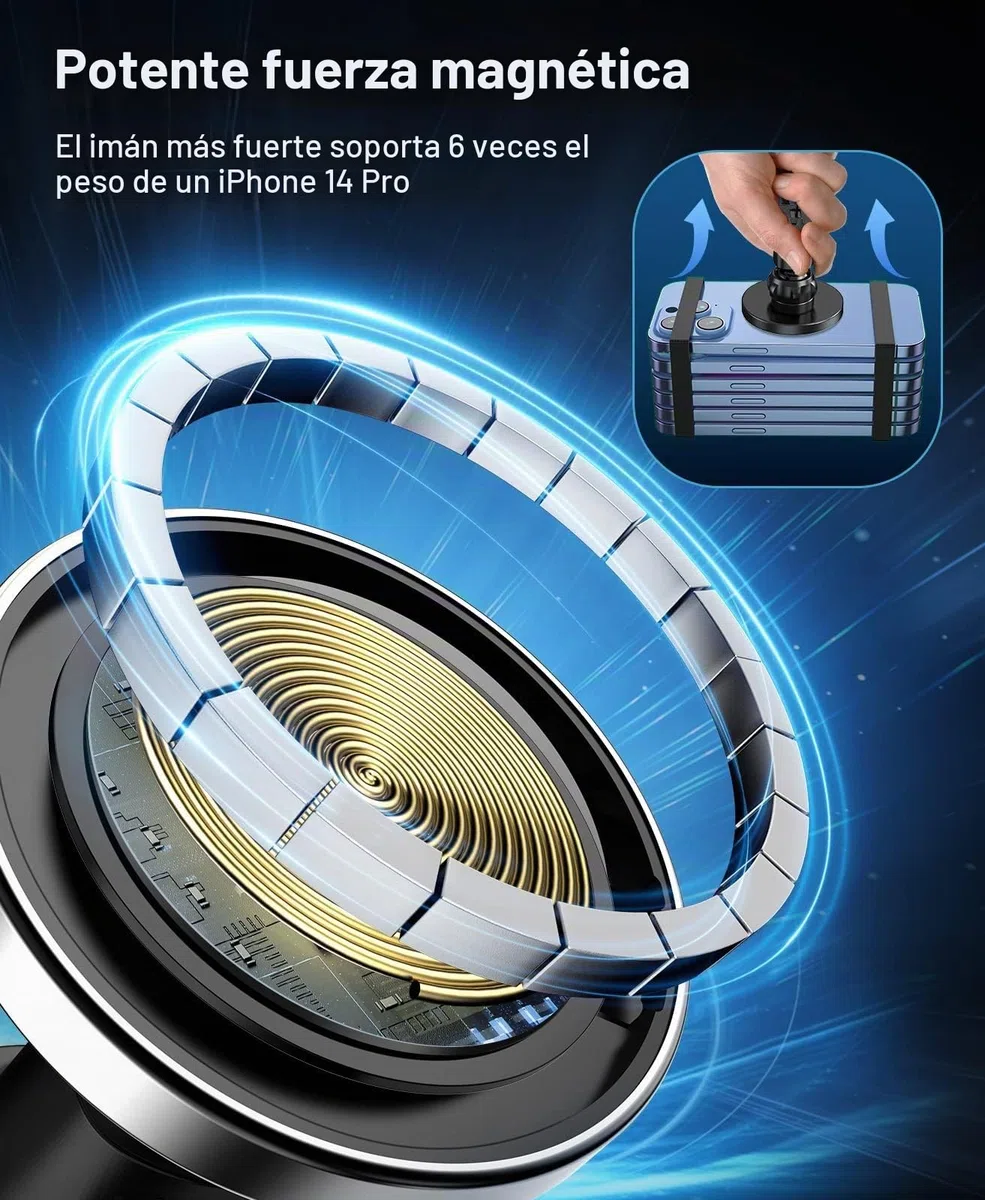 Beeasy para MagSafe Cargador Inalámbrico Coche 15W, Magnético Soporte Móvil Coche para Rejilla de Ventilación, Compatible con iPhone 17/16/15/14/13/12 Serie