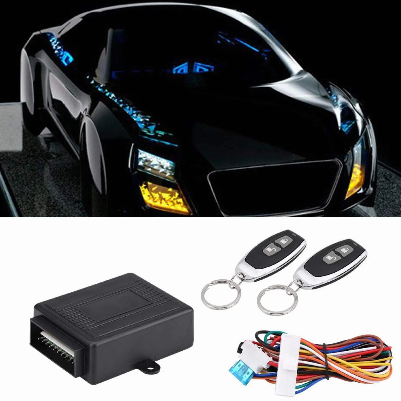 Cierre centralizado Universal Coche + Akozon Sistemas de Alarma de Coche Cerradura de Puerta Cerradura Central Universal con Control Remoto LB-402/L248