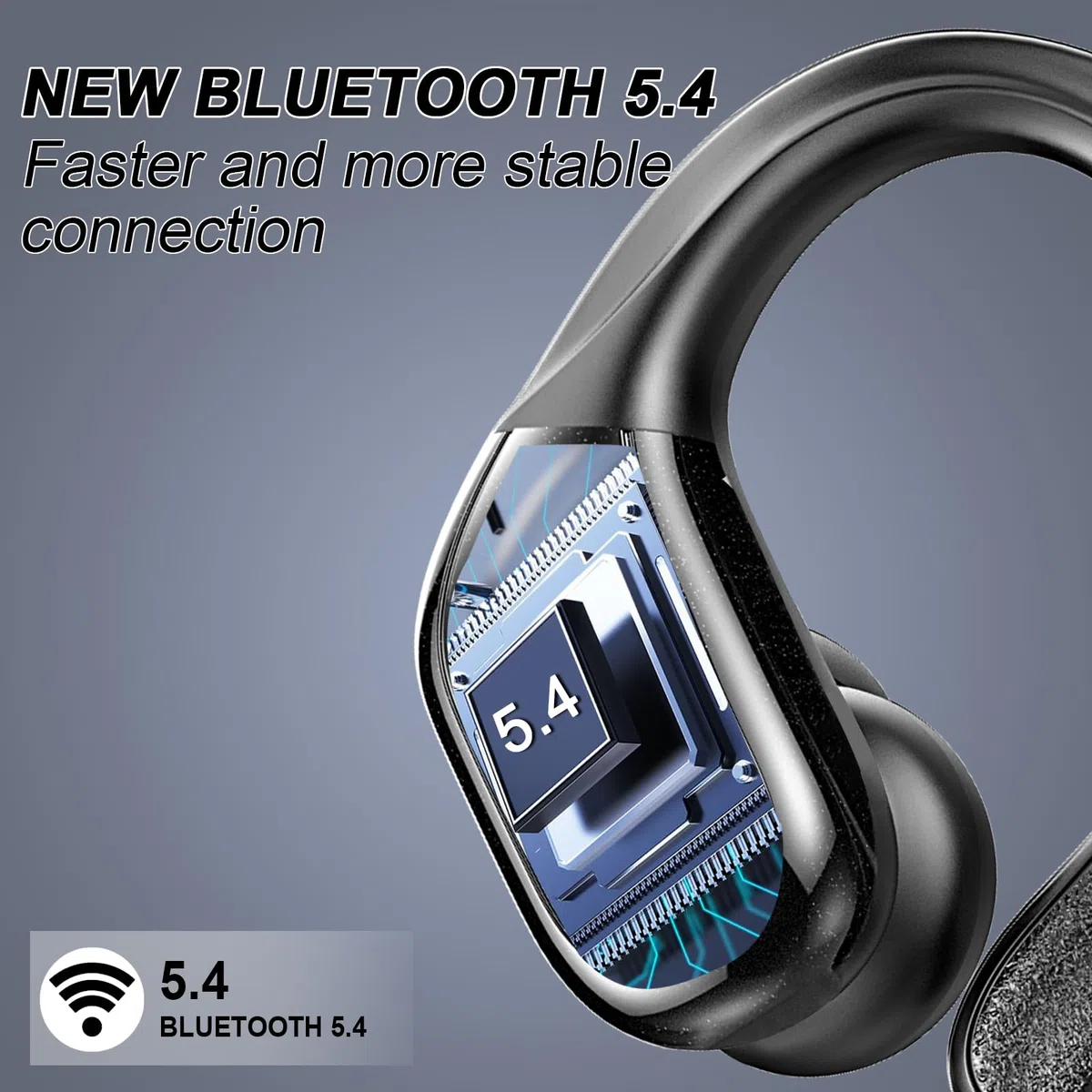 Auriculare Inalámbricos Deportivos, Nueva Auriculares Bluetooth 5.4 con HD Mic, 75H Cascos Inalambricos Bluetooth HiFi Estéreo, Cancelacion Ruido ENC Auriculares Running, IP7 Impermeable/Pantalla LED