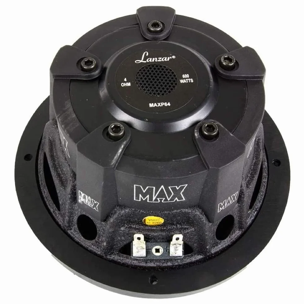 1 subwoofer para LANZAR MAX Pro MAXP64 6,5" 16,5 cm 165 mm 300 Watt rms y 600 Watt MAX Single Coil 4 Ohm Tapa Maletero Puertas Coche, 1 Pieza + faston de Montaje