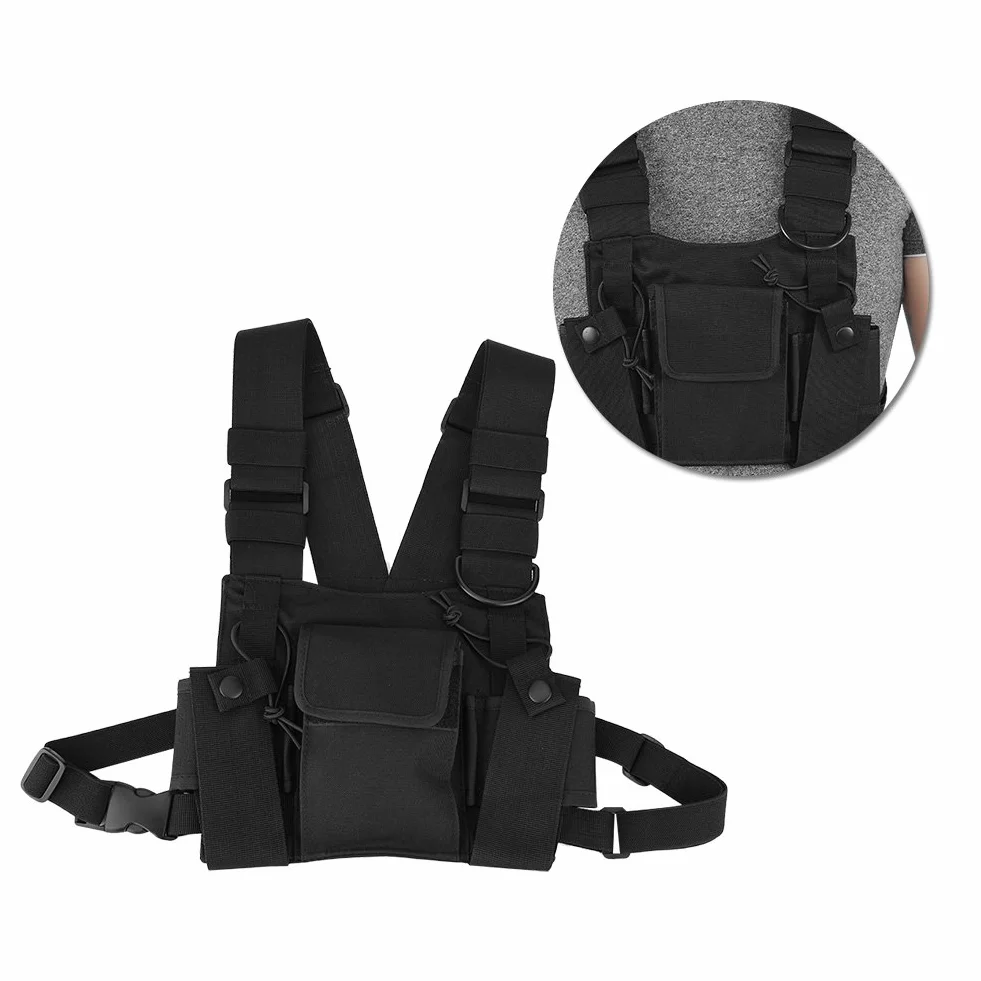 ASHATA Arnés de Pecho de Radio, Paquete Frontal de Nailon para walkie Talkie arnés de Pecho, Bolsa de Transporte, Bolsa de Transporte, Bolsa Ajustable Manos Libres