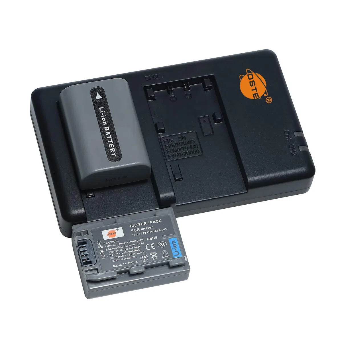 DSTE NP-FP50 - Batería recargable de repuesto y cargador dual compatible con cámaras Sony NP-FP30, DCR-30, DVD103, DVD105, DVD202E, DVD203, DVD205, DVD304E, DVD305, etc