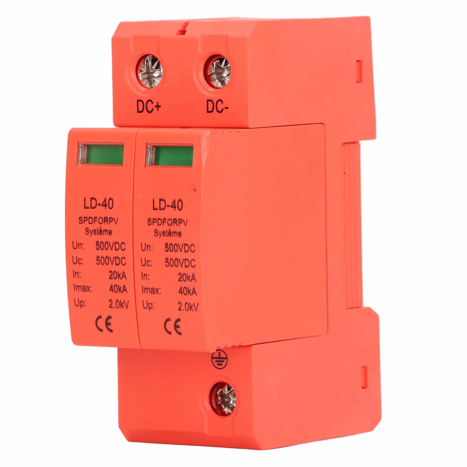 Dispositivo de protección contra sobretensiones permanentes y transitorias CC 2P Disyuntor fotovoltaico 500V PC ignífugo Control de sobrecorriente, fácil instalación con riel estándar