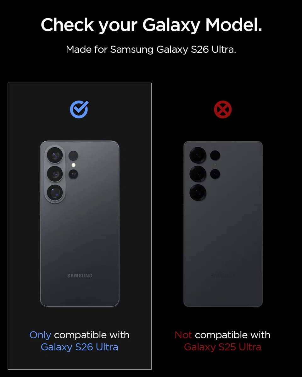 Spigen Glas.tR EZ Fit Optik Pro Protector de Cámara para Samsung Galaxy S26 Ultra, Negro, 2 Unidades, Instalación Fácil, 9H Dureza, Anti-Arañazos