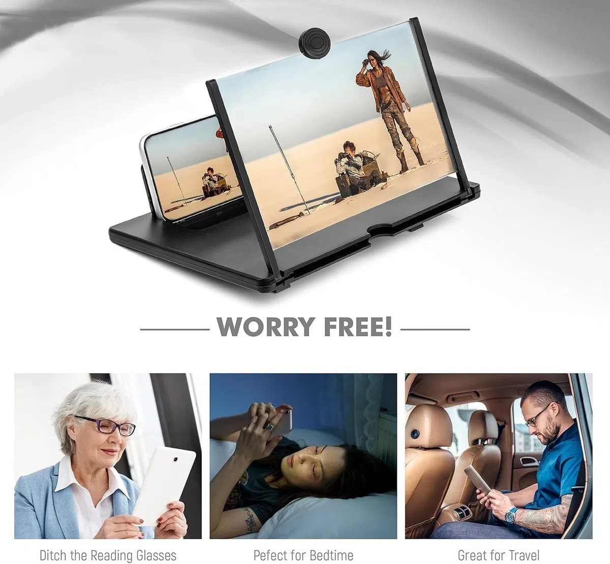 Amplificador de Pantalla para movil 18 Pulgadas, 3D Lupa para móvil, HD Amplificador de Pantalla movil, Lupa Pantalla Plegable para Todos los Smartphones