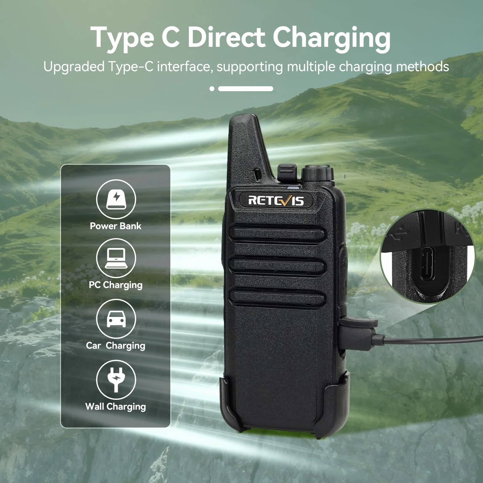 Retevis RT622 Walkie Talkie Profesionales, PMR446 16 Canales Walky Talky Recargable, CTCSS DCS Sonido Claro, VOX, Walkie Talkie Larga Distancia para Adultos, Senderismo (Negro, 1 Par)