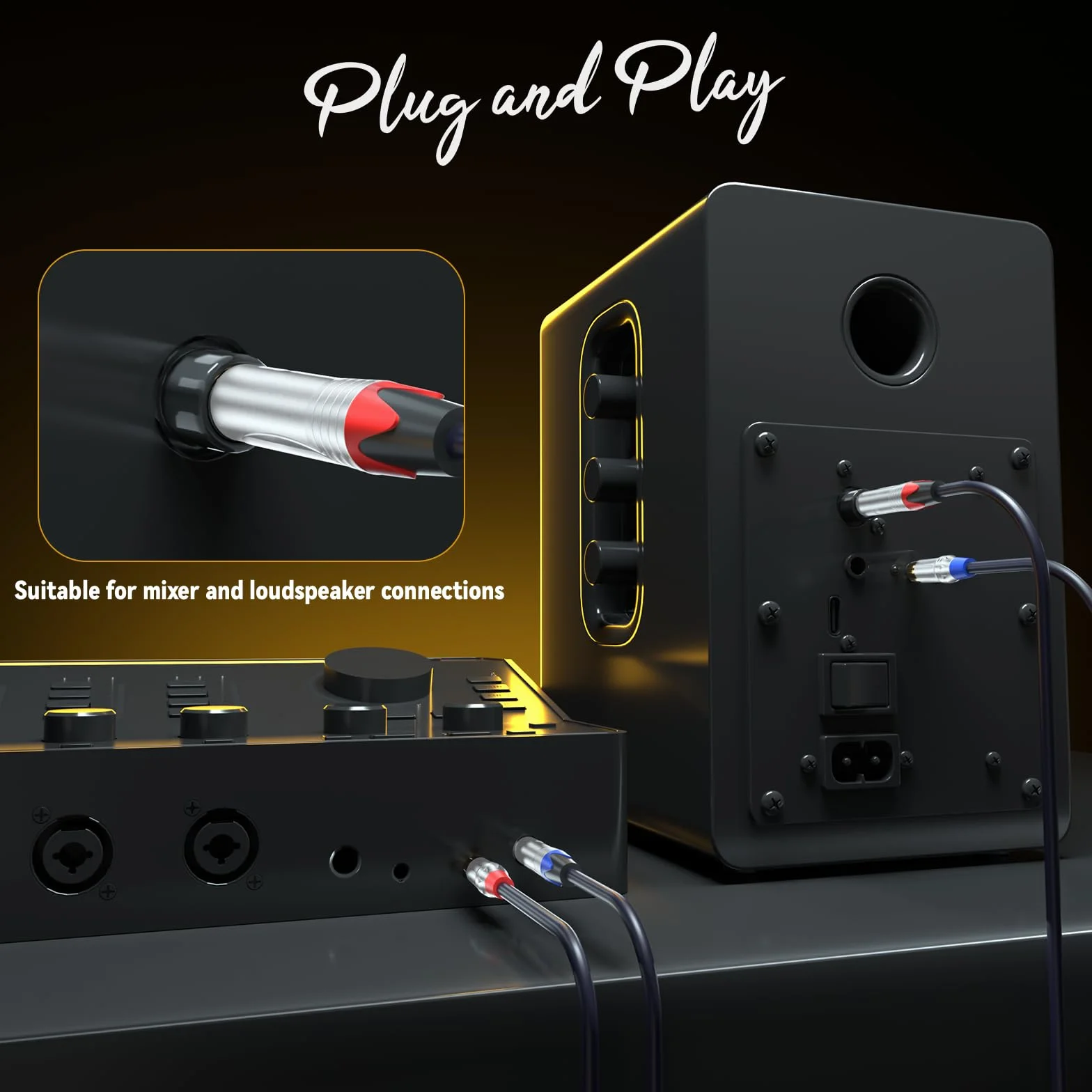 Tisino Cable RCA a Jack 6.5, 2RCA a 2x 6,35 mm Cable de Audio estéreo Cable Para Receptor AV, Amplificador, Sistema de Audio Estéreo HiFi- 23M