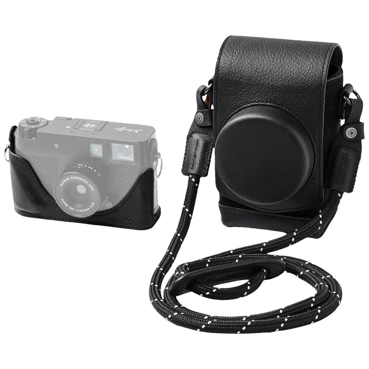 SMALLRIG Kit Retro para FUJIFILM X Half - Funda de Cuero Completa con Estuche Semi-Cuero, Bolsillo y Correa Tejida (Negro) - 5219