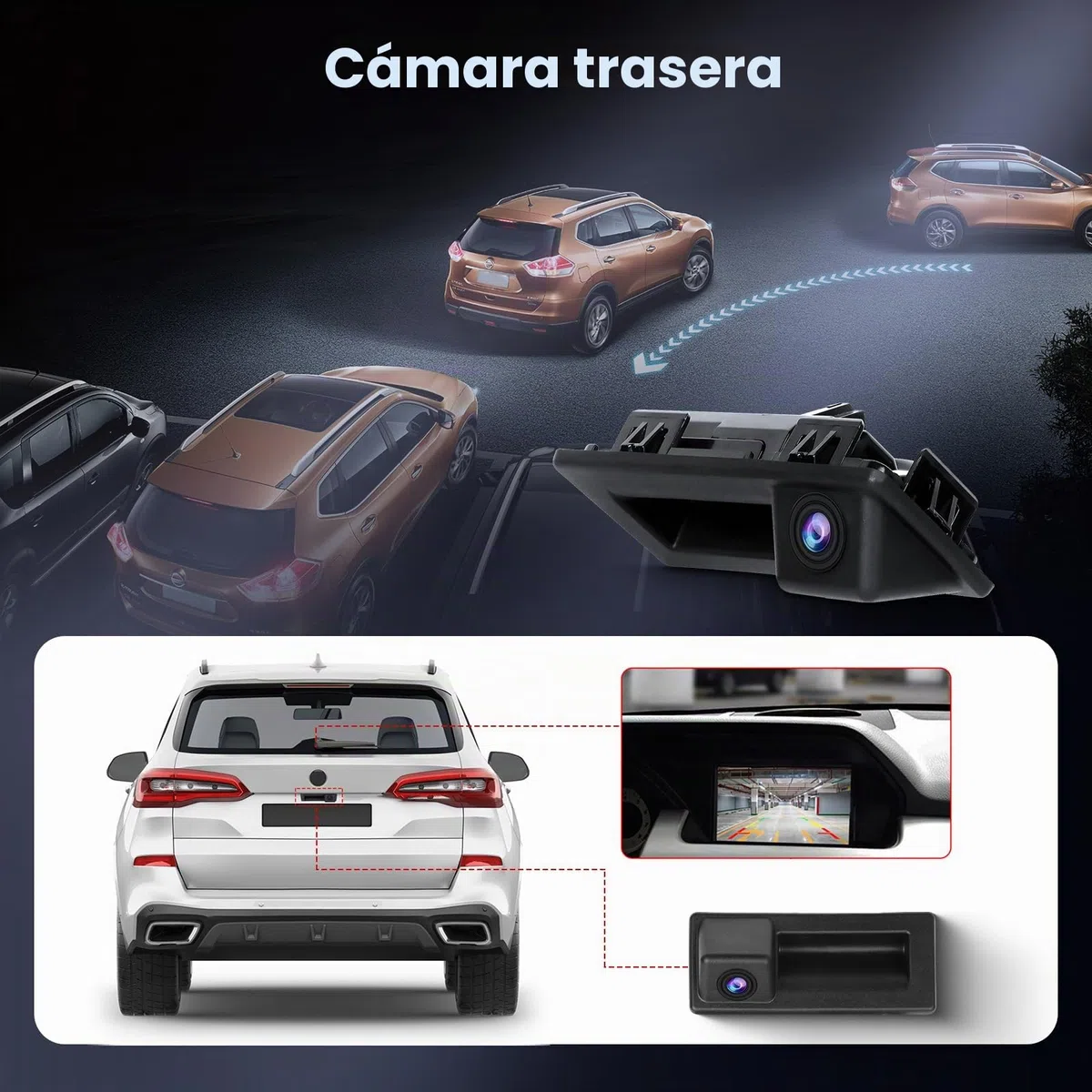 Hodozzy Cámara para Vehículo de Visión Trasera Impermeable, Angular de 170° y Visión Nocturna Cámara de Respaldo para VW Passat/Touareg/Tiguan/Sharan, Audi A3 S3 A4L/Q7, Skoda Superb/Octavia