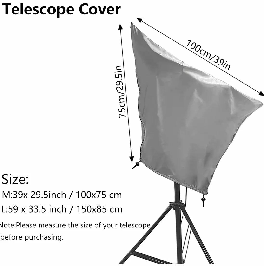 Cubierta telescópica Impermeable a Prueba de Sol para Exteriores, Cubierta de telescopio astronómico con cordón Ajustable para Celestron Skywatcher ZEISS, Plata 39 x 29.5 Pulgadas
