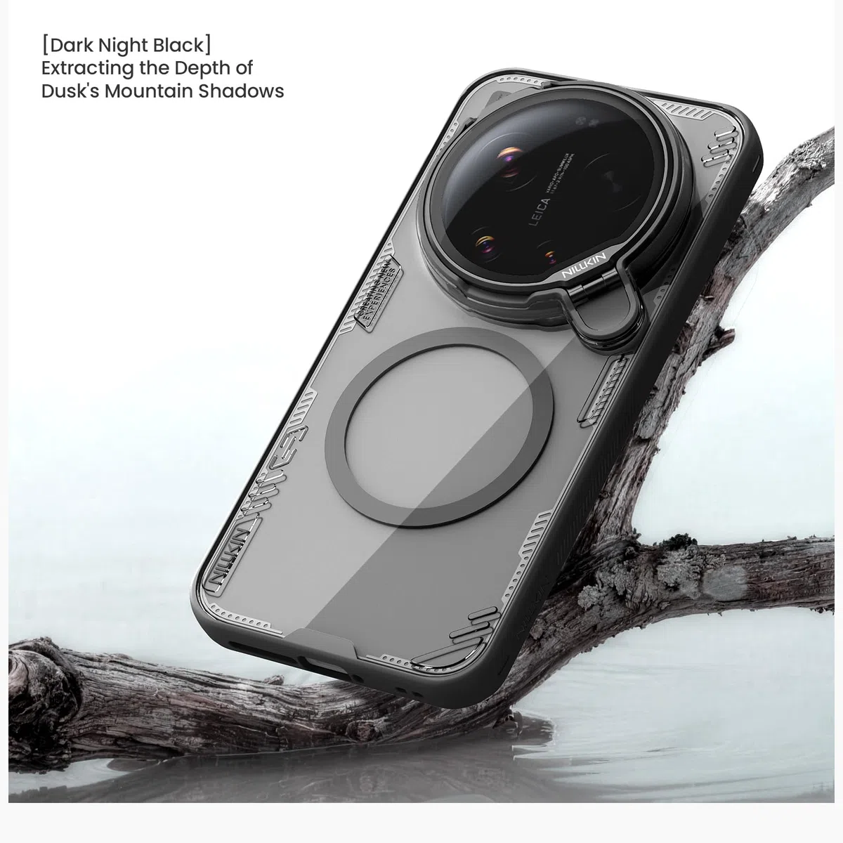 COQUE Funda magnética Transparente para Xiaomi 17 Ultra, Cubierta de Espejo Transparente de Alta definición, Anillo magnético Fuerte N52 Incorporado, Fundas Delgadas para Xiaomi 17 Ultra-Gris