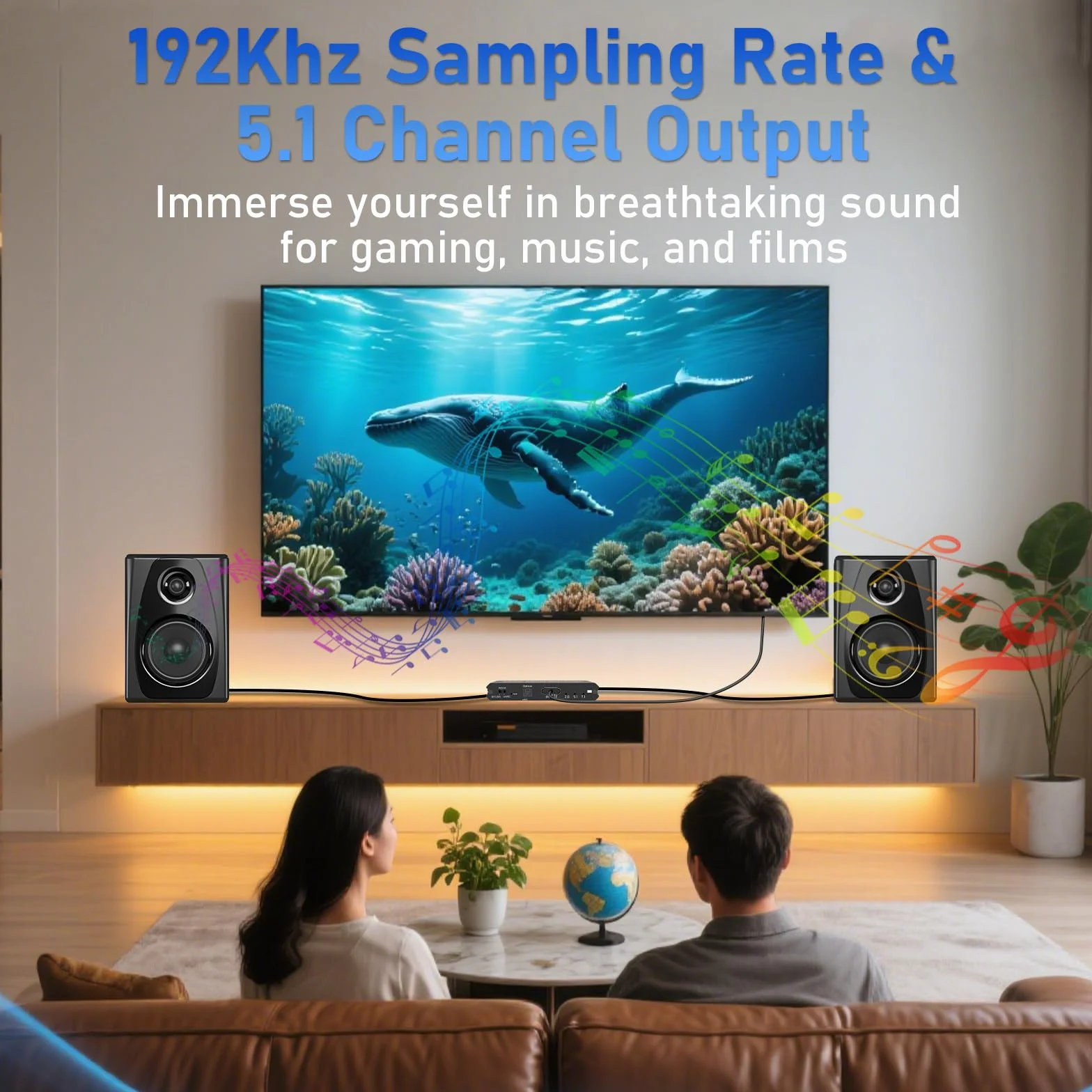 192 KHz eARC/ARC Extractor de audio convertidor de audio digital a analógico HDMI eARC/ARC+óptico a HDMI+L/R+estéreo de 3,5 mm para altavoces de barra de sonido HDTV amplificadores y auriculares