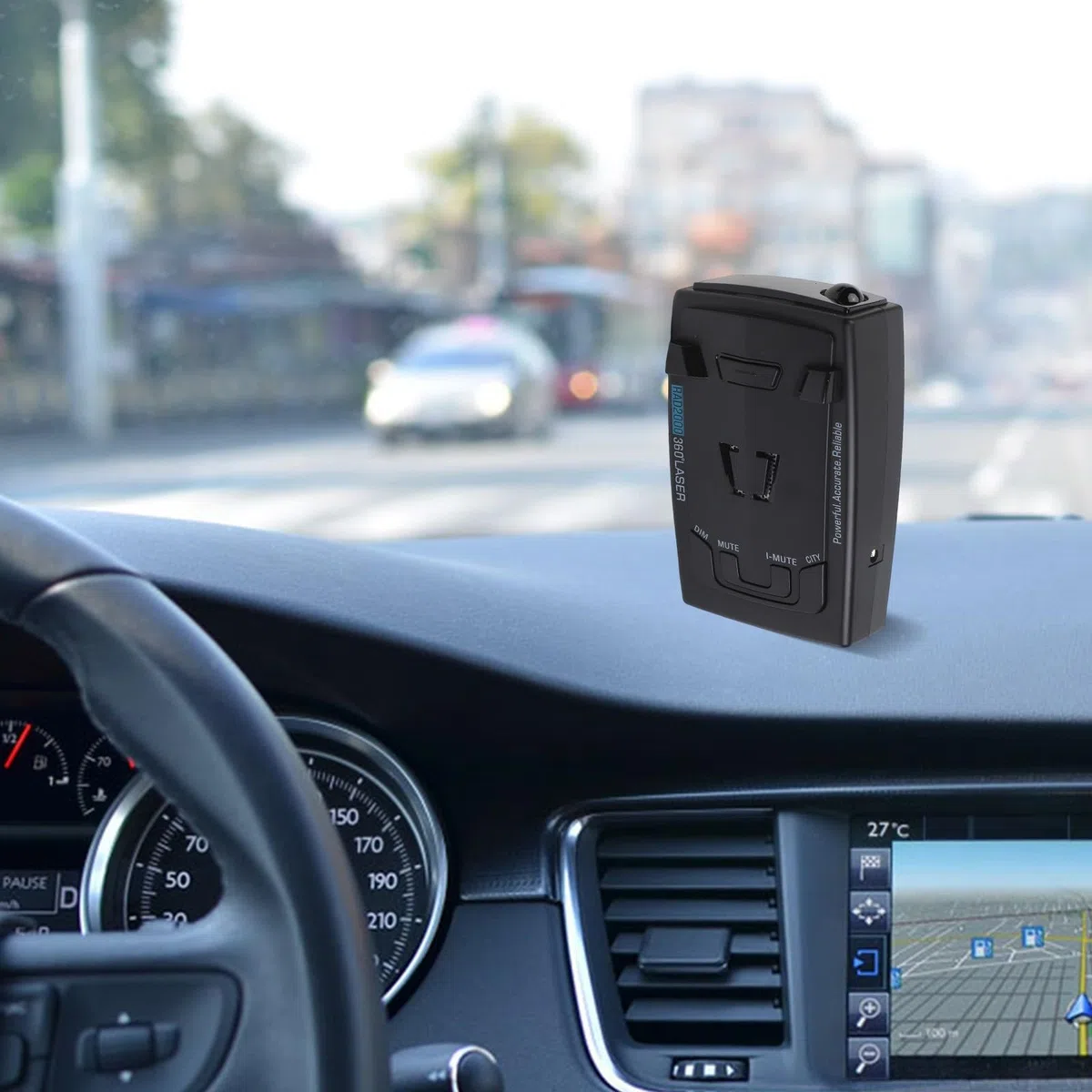 Detector de largo alcance de 360 grados para coches con función de voz, monitoreo de cámaras de velocidad y posibles peligros en tiempo real para mantener informados a los conductores y seguros