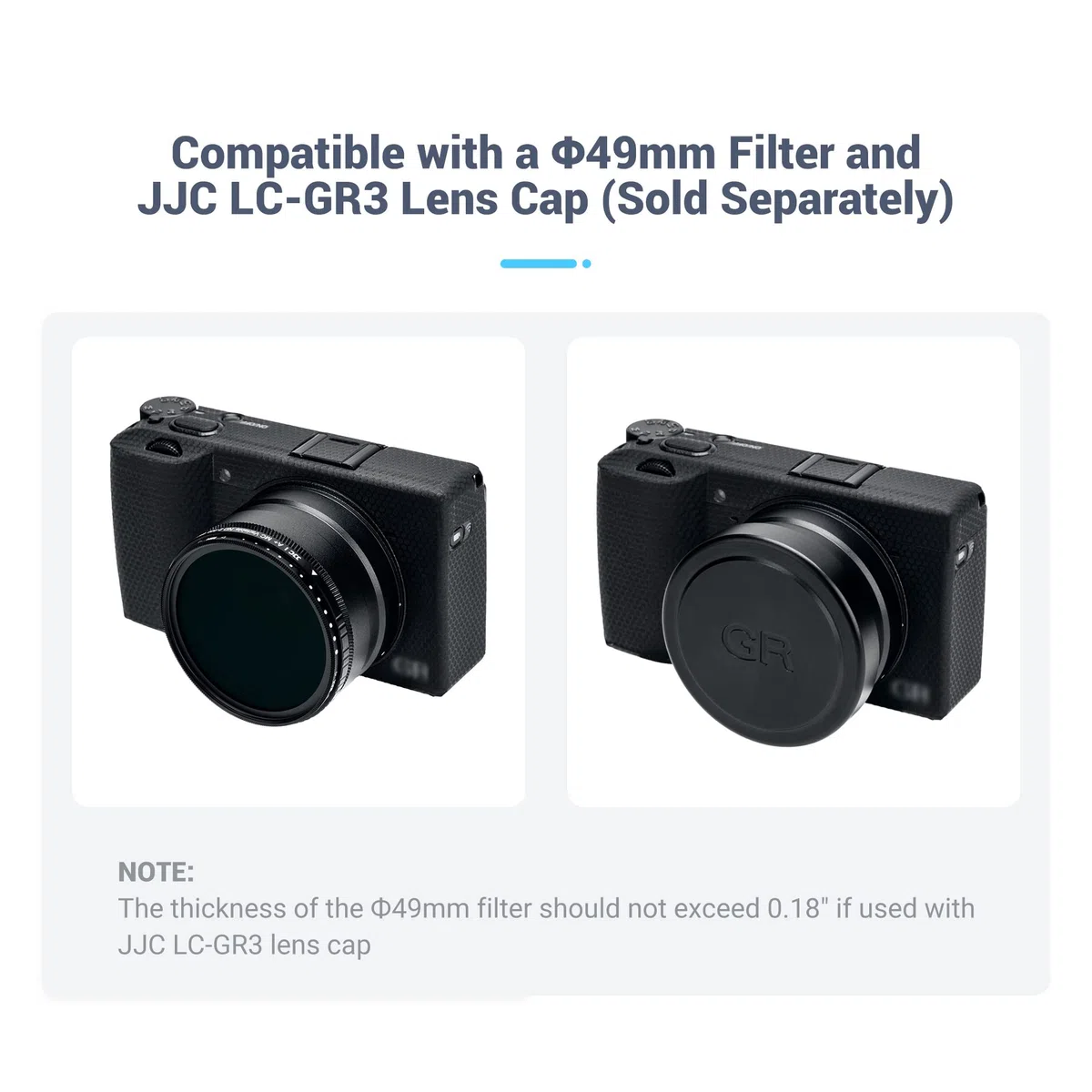 JJC Anillo adaptador de filtro de lente de metal para cámara RICOH GR IIIx/GR IIIx HDF, repuesto para adaptador de lente RICOH GA-2, compatible con filtro de 49 mm, construcción de aleación de