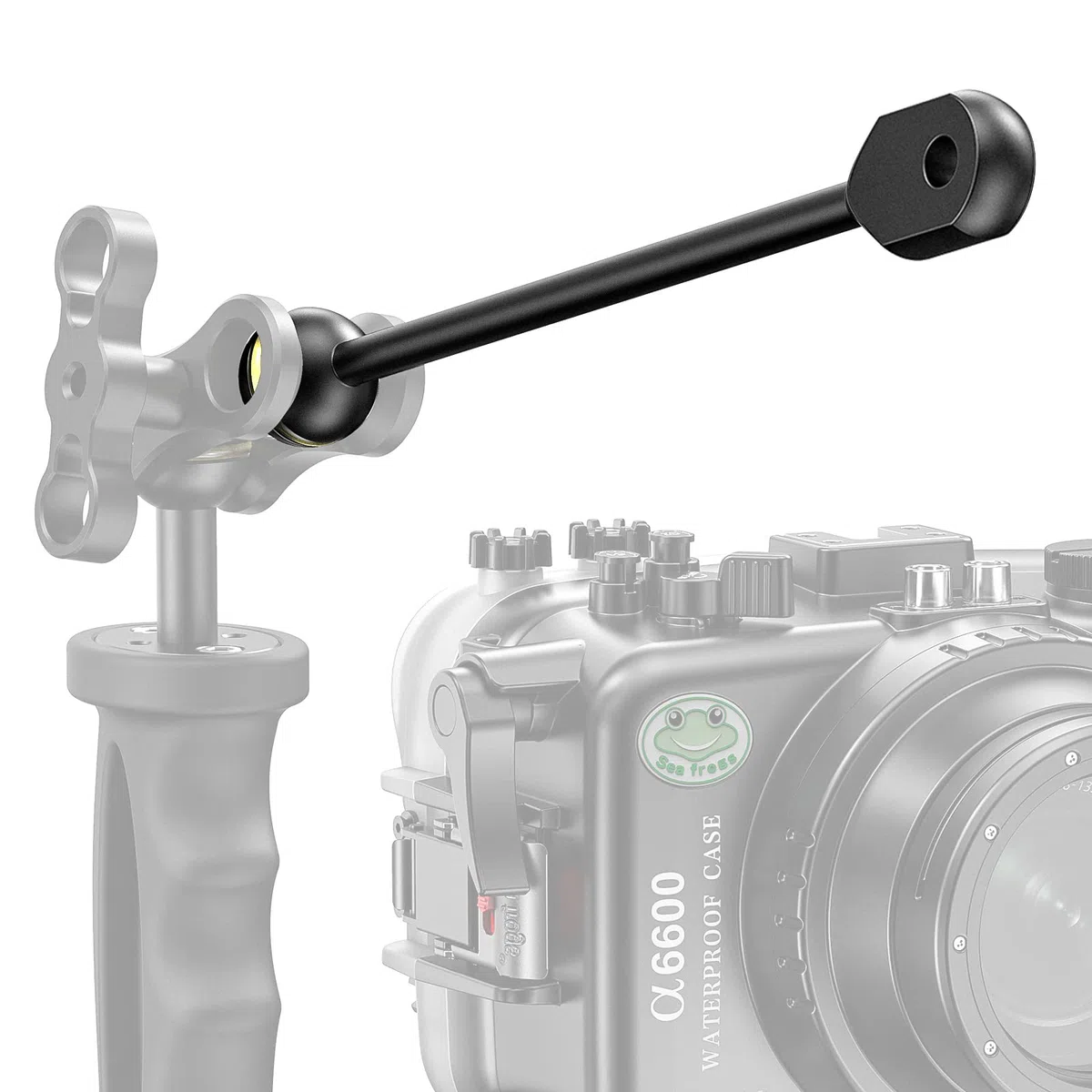 Sea frogs Adaptador YS de Aluminio de 17,78 cm, Brazo esférico para conectar luz estroboscópica de vídeo a Carcasa submarina