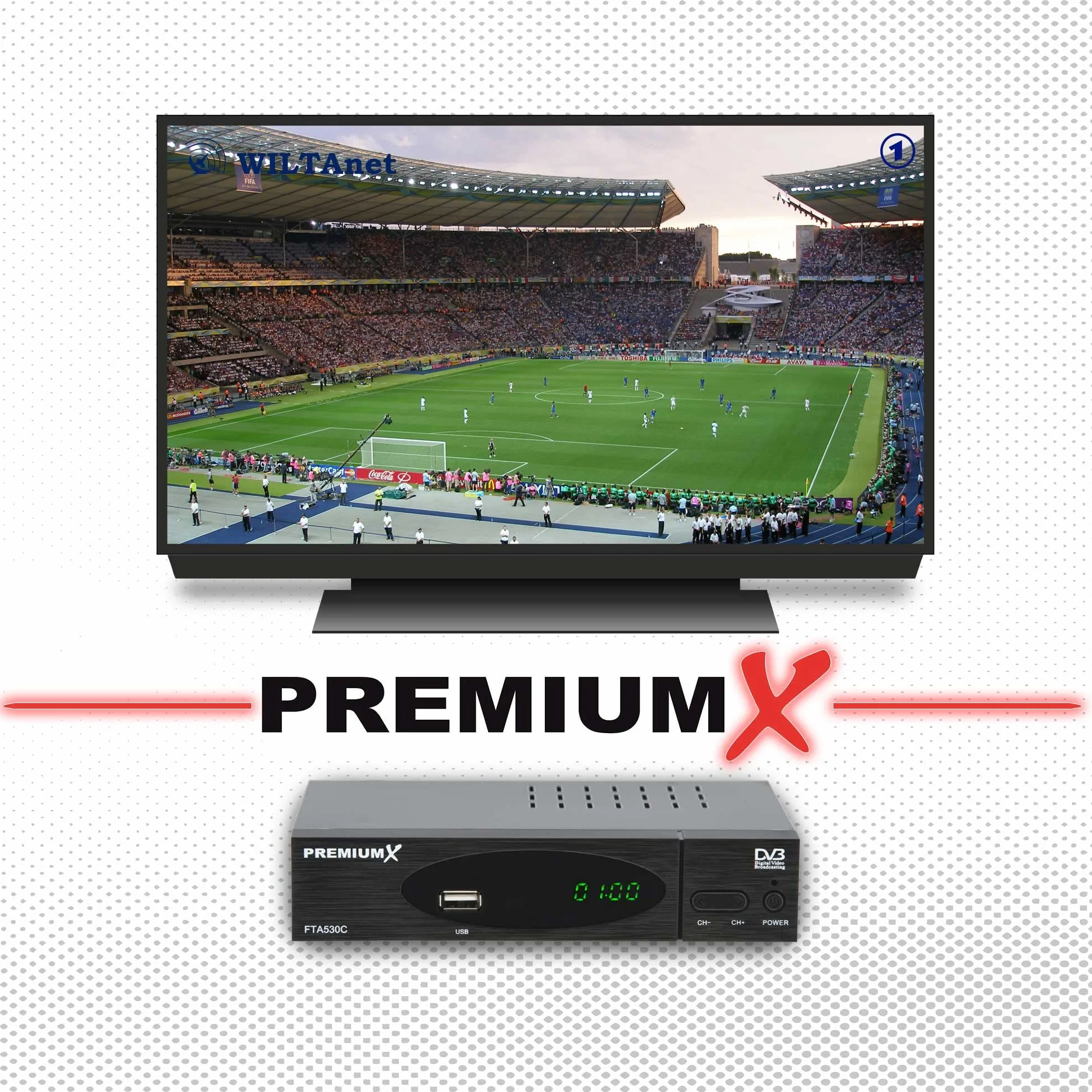 Premium X Receptor de cable DVB-C FTA 530C TV digital Full HD. Instalación automática USB Mediaplayer SCART HDMI TV por cable para todos los proveedores de cable