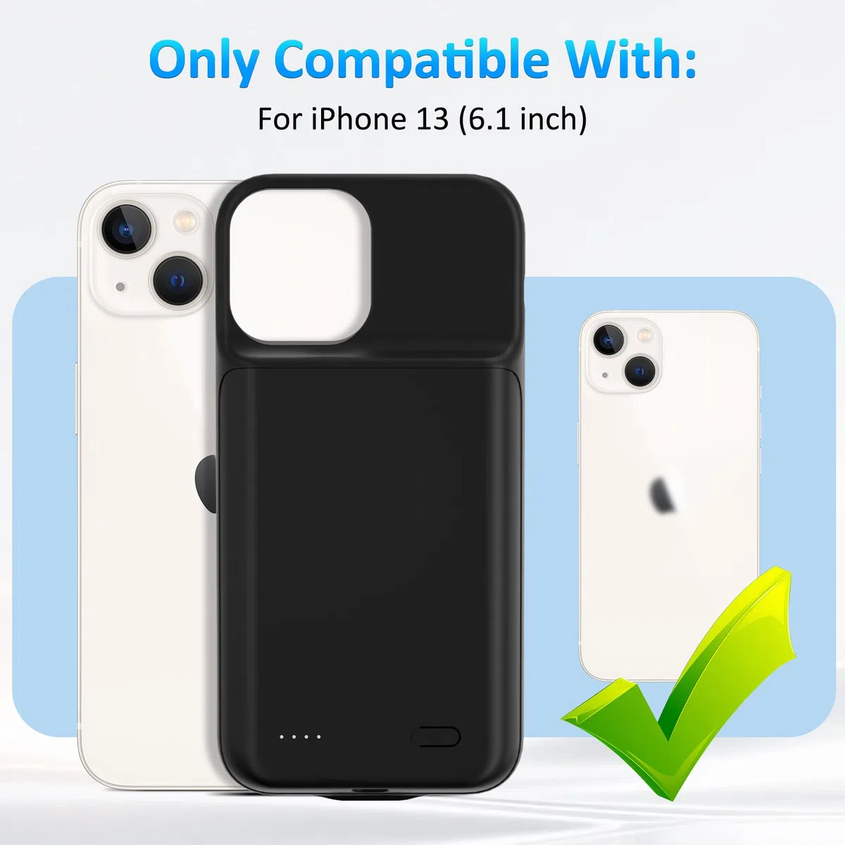 Funda con batería para iPhone 13 (6,1 pulgadas), 8500 mAh, cargador portátil iPhone ultrafina, batería extendida, cargador de teléfono y funda protectora con función de carga para iPhone 13