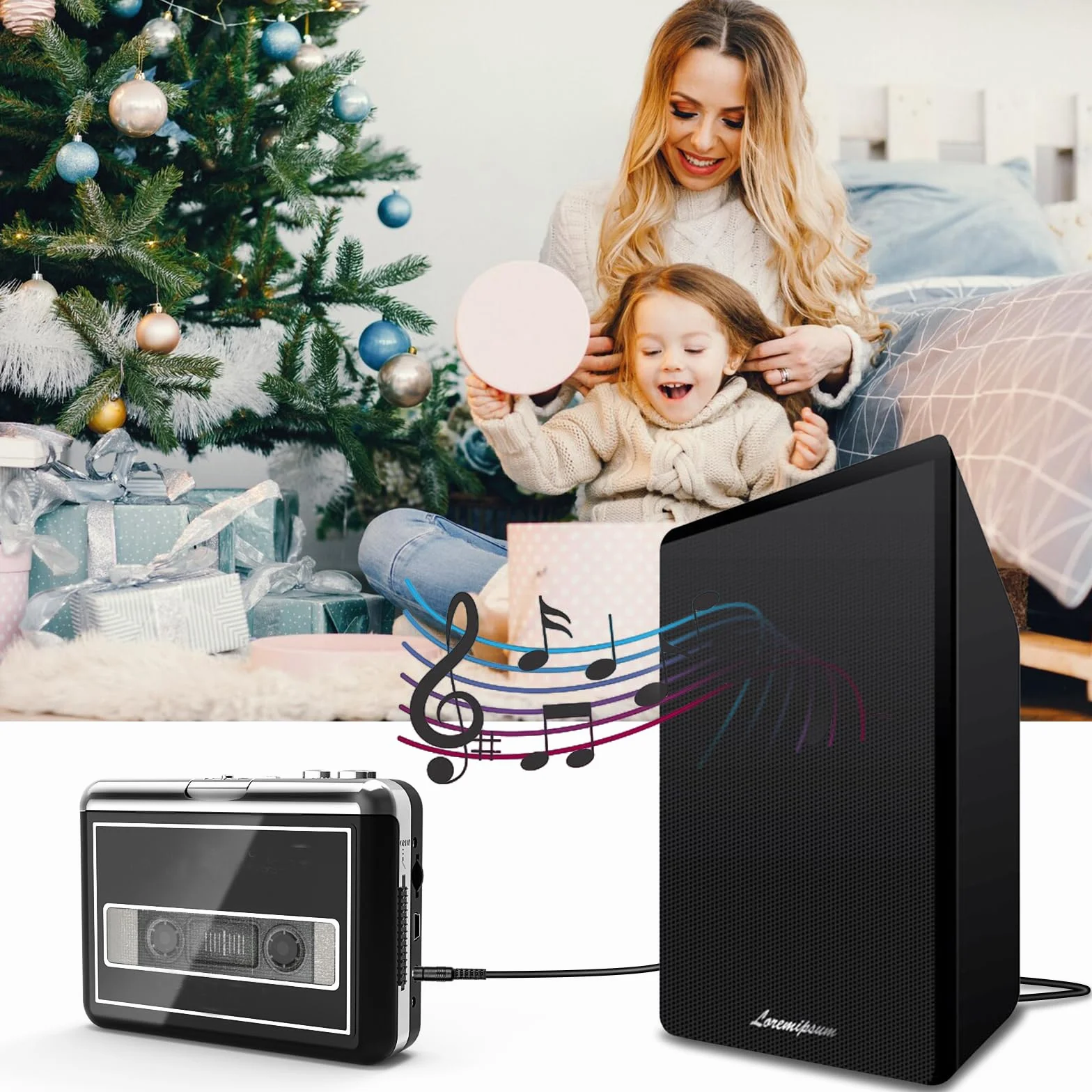 Reproductor de Casetes Portátil, Convierte Casetes a MP3, Compatible con Computadora/Portátile, Rebobinado Automático - Grabación Digital de Música en Casete