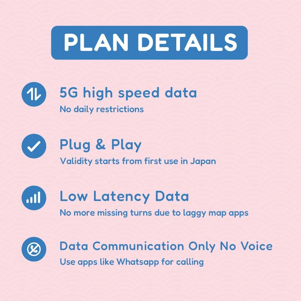 TSIM Tarjeta SIM japonesa de 30 días | Datos de alta velocidad de 30 GB en 5G/4G/LTE (se permite compartir datos) | Activación automática | Sin límite de velocidad de datos | Nueva tarjeta SIM 5G