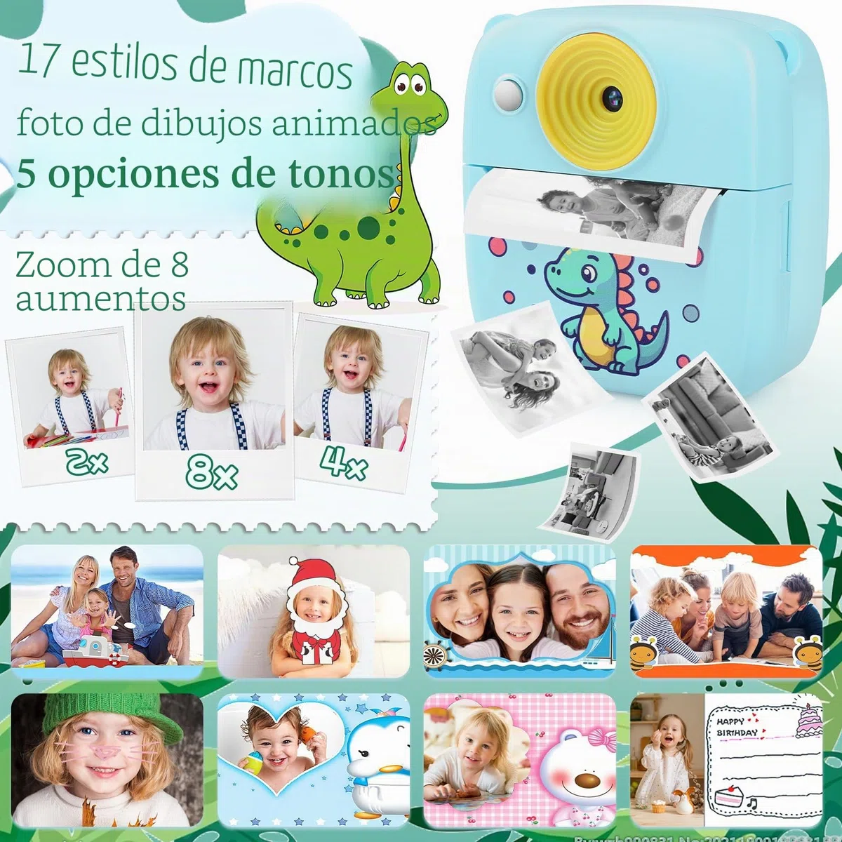 Dhapy Camara Fotos Infantil Instantanea, Cámara De Fotos Infantil De 48 MP con Papel De Impresión Y Tarjeta TF De 32 GB, Camara Fotos Instantaneas 1080P, Regalo Niños Y Niñas De 3 4 5 6 7 8 Años Azul