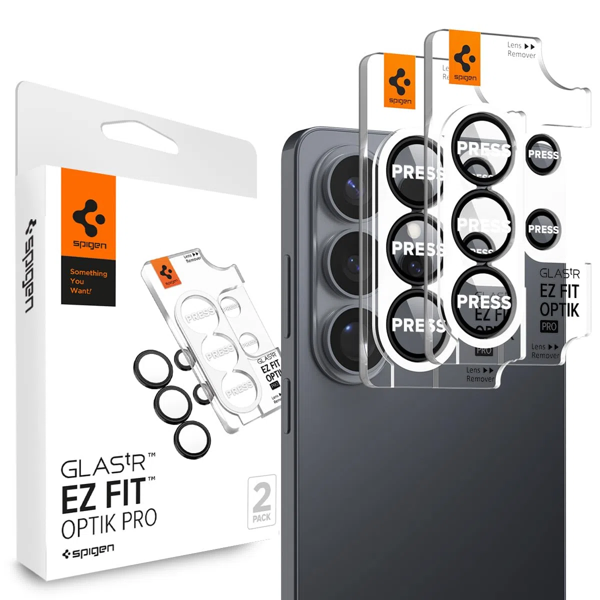 Spigen Glas.tR EZ Fit Optik Pro Protector de Cámara para Samsung Galaxy S26 Ultra, Negro, 2 Unidades, Instalación Fácil, 9H Dureza, Anti-Arañazos