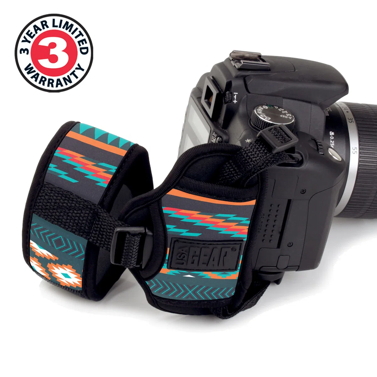 USA Gear Empuñadura de Muñeca Correa Camara Reflex con Placa de Metal - Compatible con Canon,Nikon,Sony,Pentax y Muchas más. Diseño Azteca