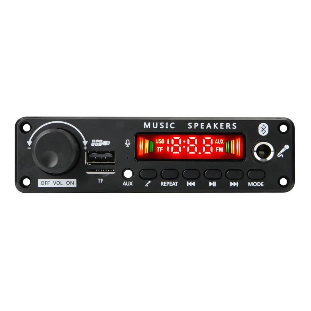 2x100W 12V Amplificador Reproductor de Audio Bluetooth 5.0 Placa Decodificadora de MP3 Reproductor de MP3 Módulo de Radio FM para Automóvil TF Micrófono USB Grabar Llamada