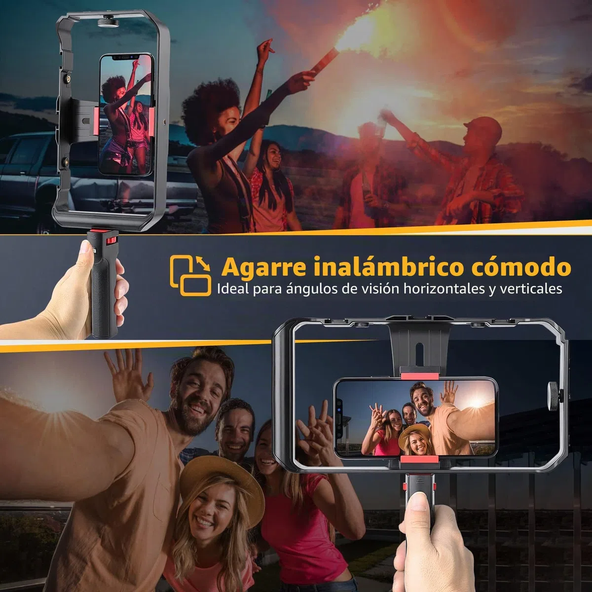 Zeadio Smartphone Video Rig, estabilizador de Agarre inalámbrico con Obturador Remoto, se Adapta a Todos los teléfonos Inteligentes iPhone y Android