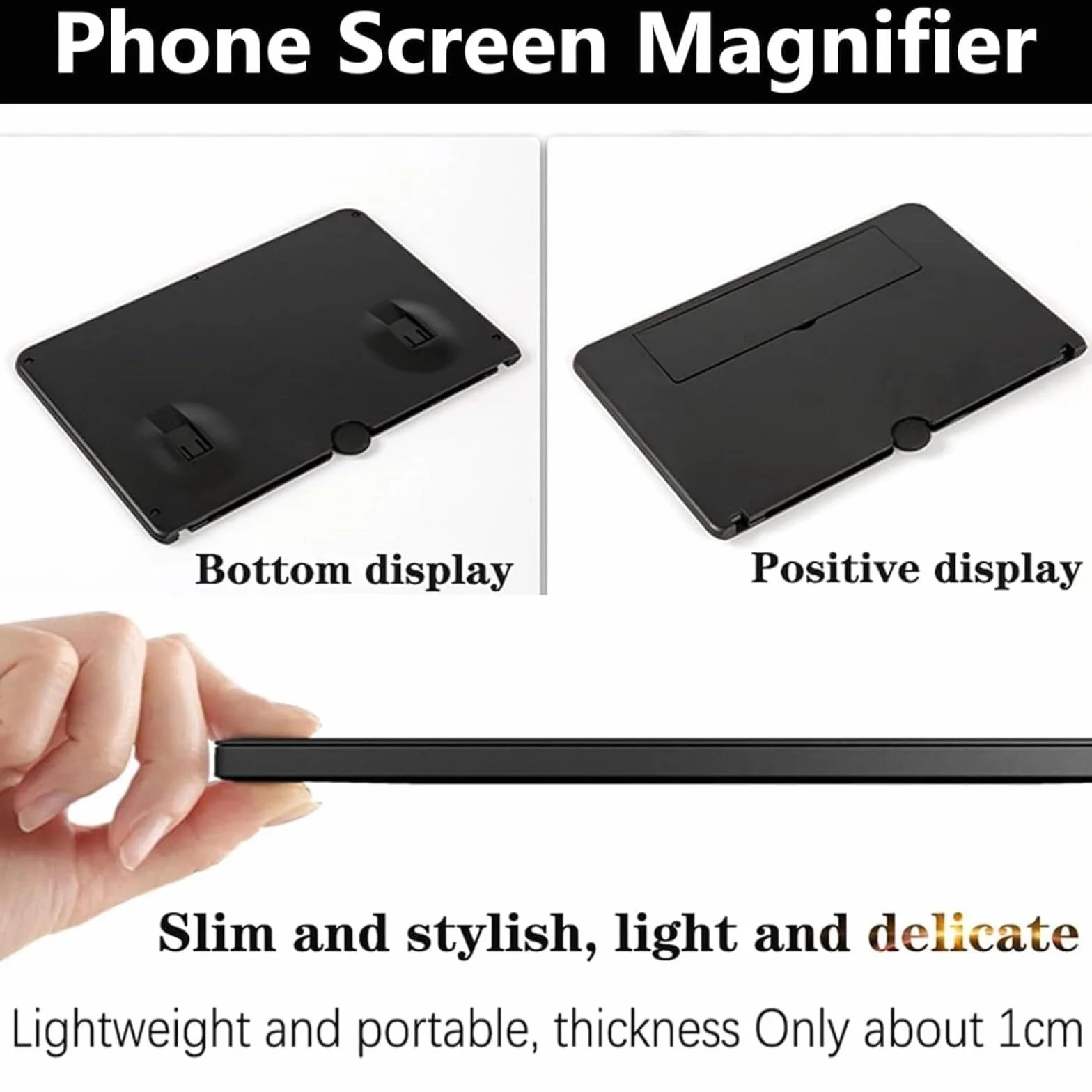 Amplificador de Pantalla para movil, Lupa para móvil 16 Pulgadas, 3D HD Amplificador Pantalla movil para Ver películas y vídeos para Todos los Smartphones (Negro)