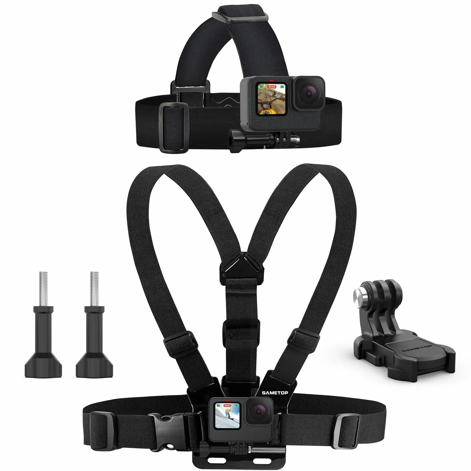 Arnés de Pecho Montura Correas para Cabeza Chest Mount Harness Soporte de Correa Pechera Compatible con GoPro Hero 13 12 11 10 9 8 7 6 5 4 Session 3+ 3 Hero(2018) dji Osmo Cámaras de acción