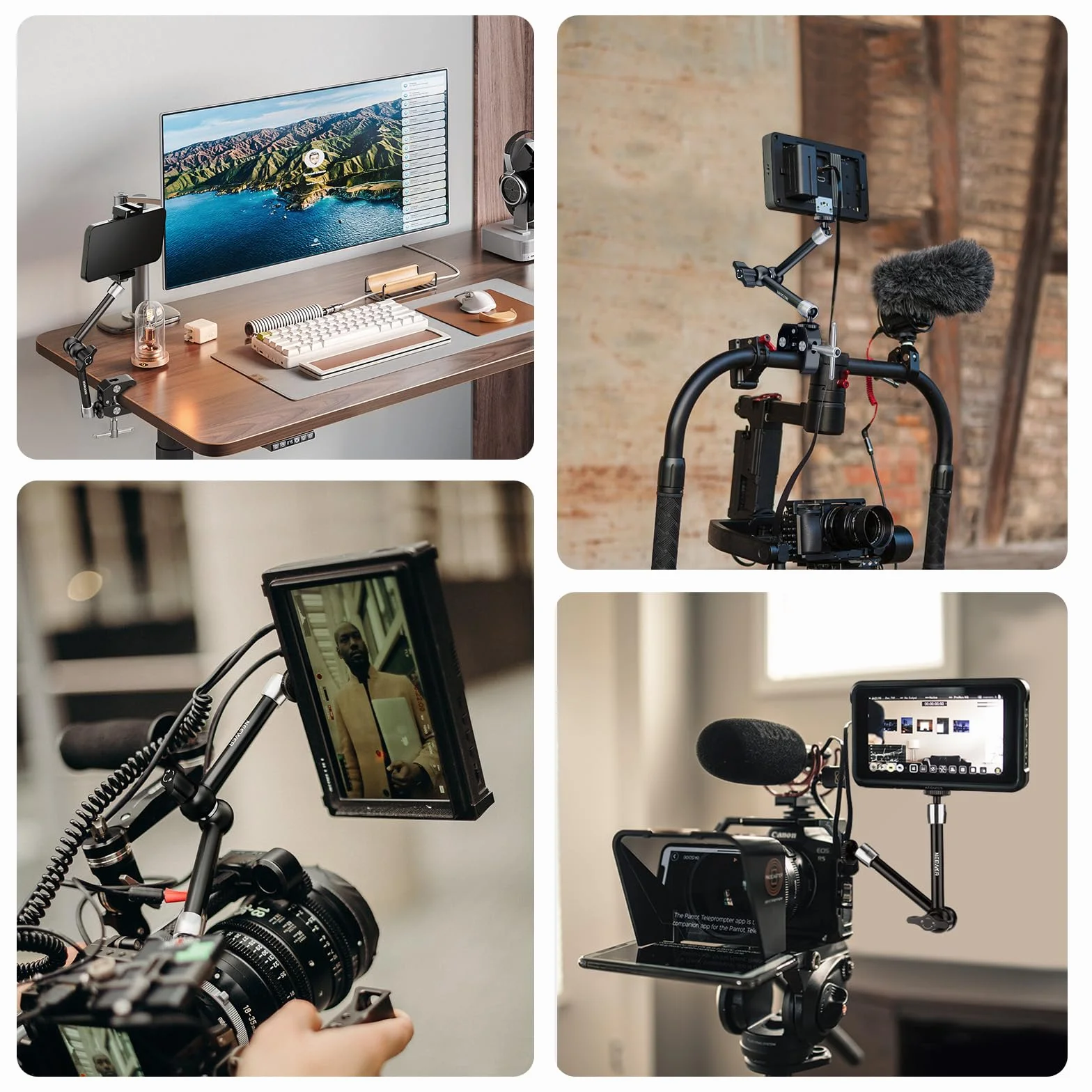 NEEWER Brazo mágico Ajustable de 25 cm con Super Clamp, Rosca de 1/4" y 3/8", Tornillos de 1/4" para Flash/luz LED/micrófono/Monitor Compatible con Jaula de cámara SmallRig, Carga máxima:1.5kg, ST25C