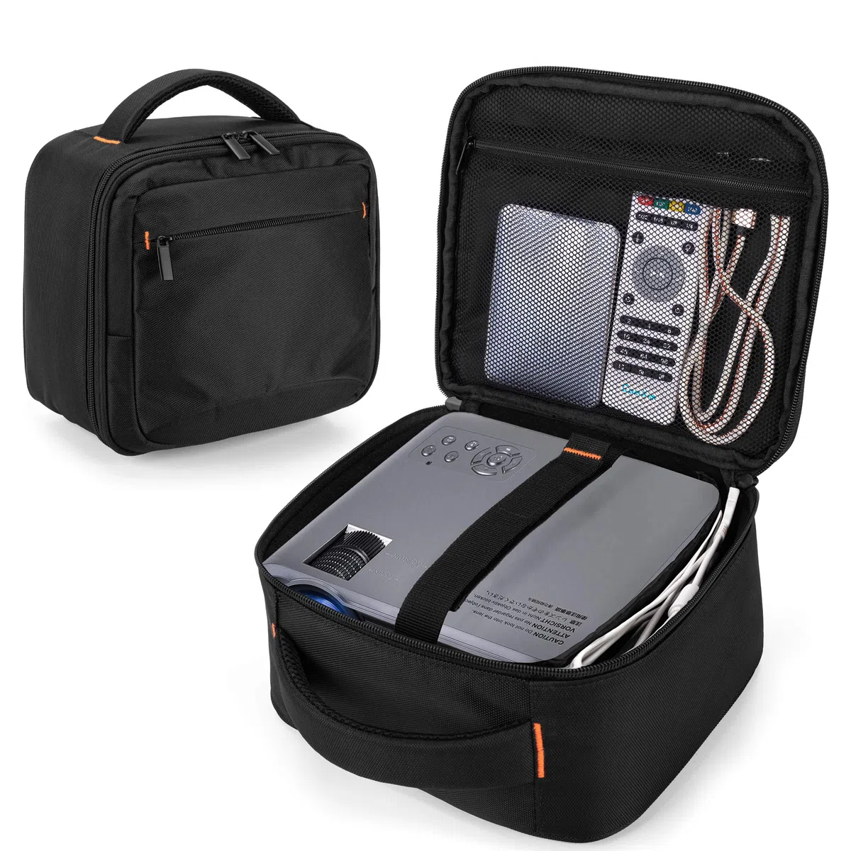 CURMIO Estuche para Proyector, Bolsa para Proyector Mini con Divisor Desmontable Compatible con el Mini Proyector DR.J Professional y QKK, Negro (Sola Bolsa)