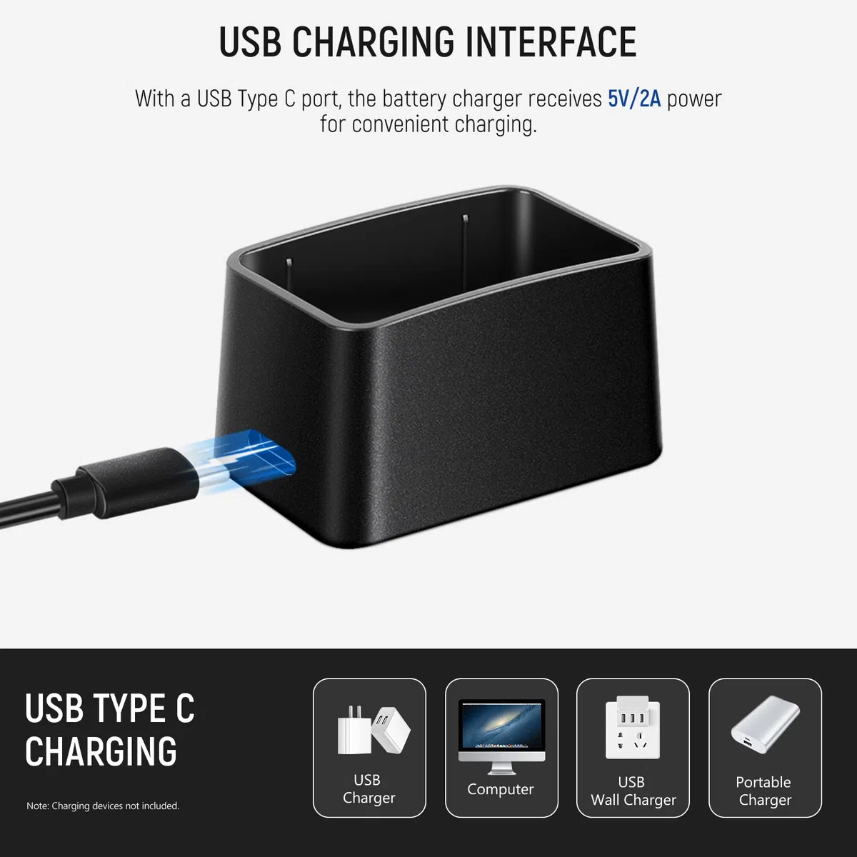 NEEWER Cargador de Batería USB para Z1 Speedlite 7,4V/2600mAh Batería de Iones de Litio, Entrada DC 5V/Salida DC 8,4V Cargador USB Tipo C con Cable de Carga para NEEWER Z1-C, Z1-S, Z1-N TTL Flash