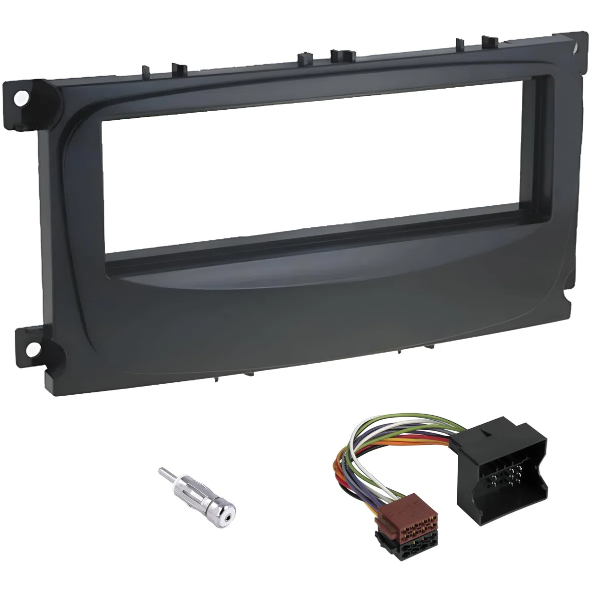 sound-way Kit Montaje Autoradio, Marco 1 DIN Radio para Coche, Adaptador Compatible con Ford Focus, C-MAX, Mondeo, S-MAX, Transit, Tourneo, Galaxy, Kuga