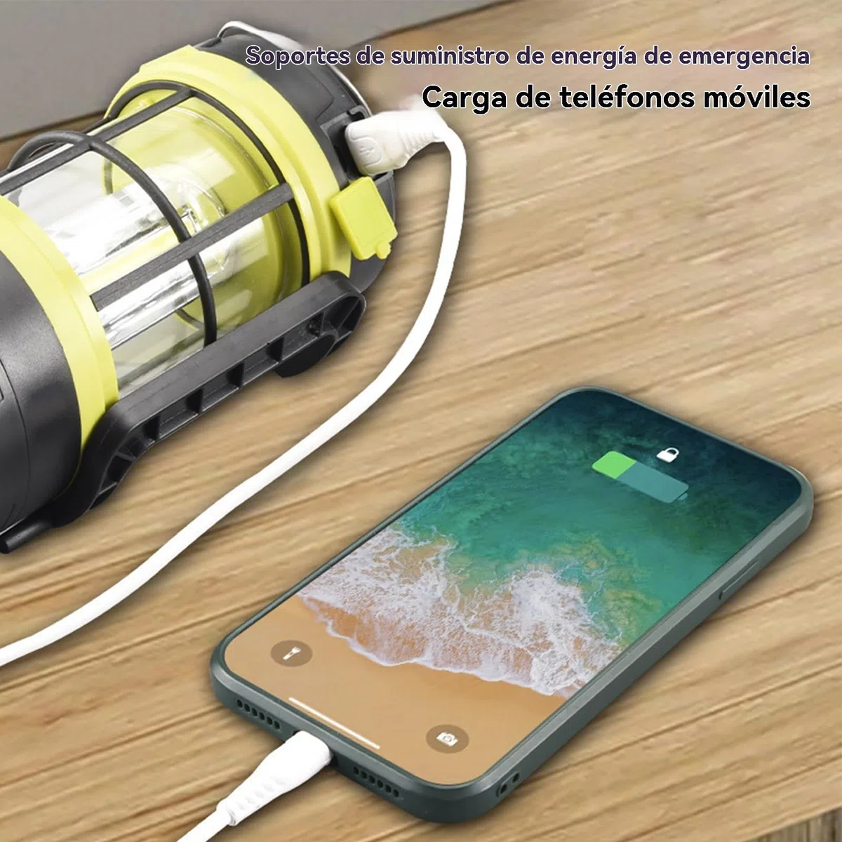 Linterna De Camping Recargable, Linterna Solar LED, Luz Tienda Campaña De Alta Luminosidad, 5 Modos, Carga USB, Lámpara SOS, Compatible Con Carga Teléfono Móvil, Para Cortes Luz, 16,7x8,7x8,7cm