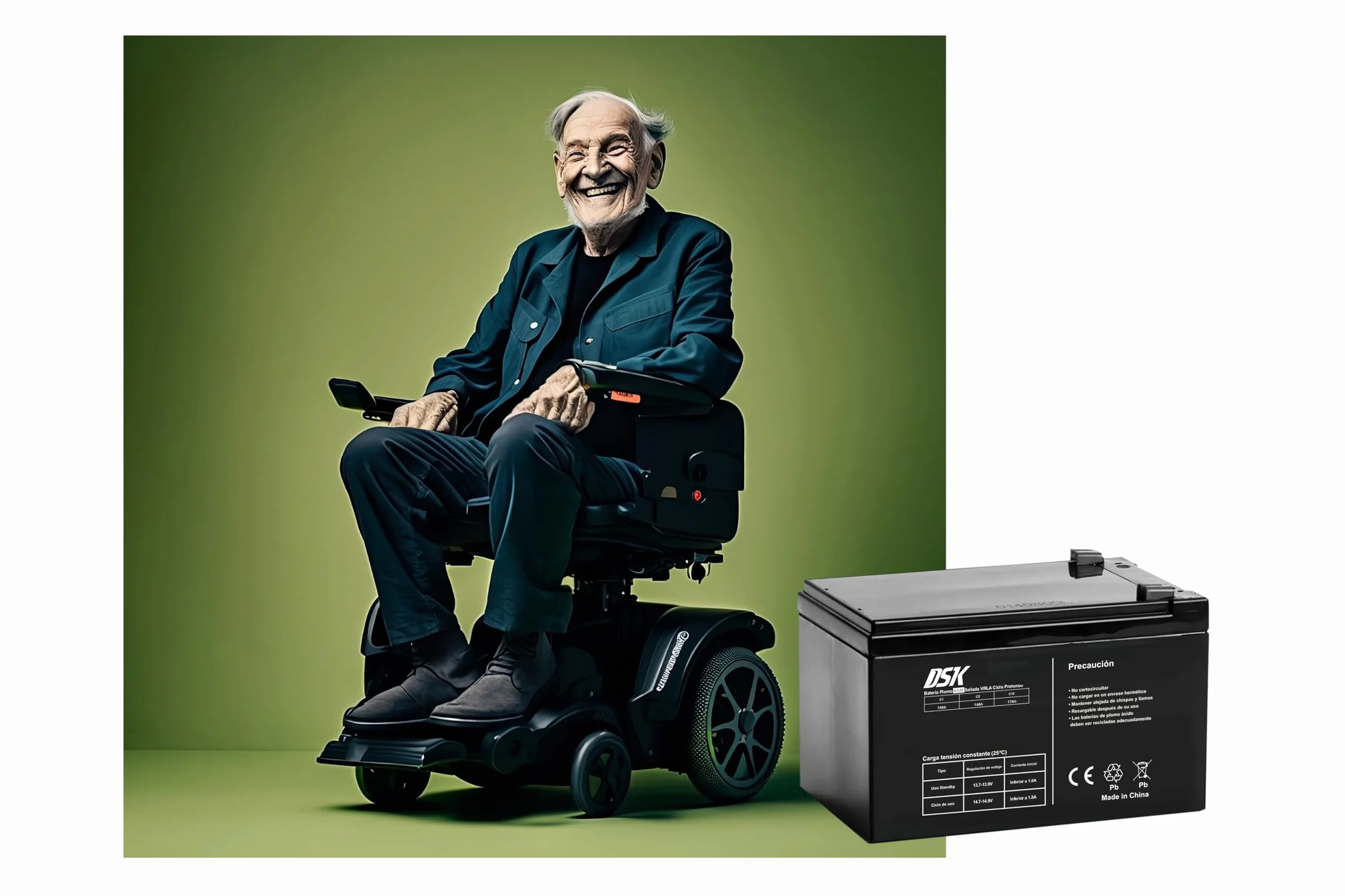 DSK 10324 - Batería de Plomo AGM Recargable y Sellada de 12V con 7Ah. Ideal para Coches Infantiles y Motos eléctricas, patinetes, Sistemas UPS, Sistemas de Seguridad y comunicación…