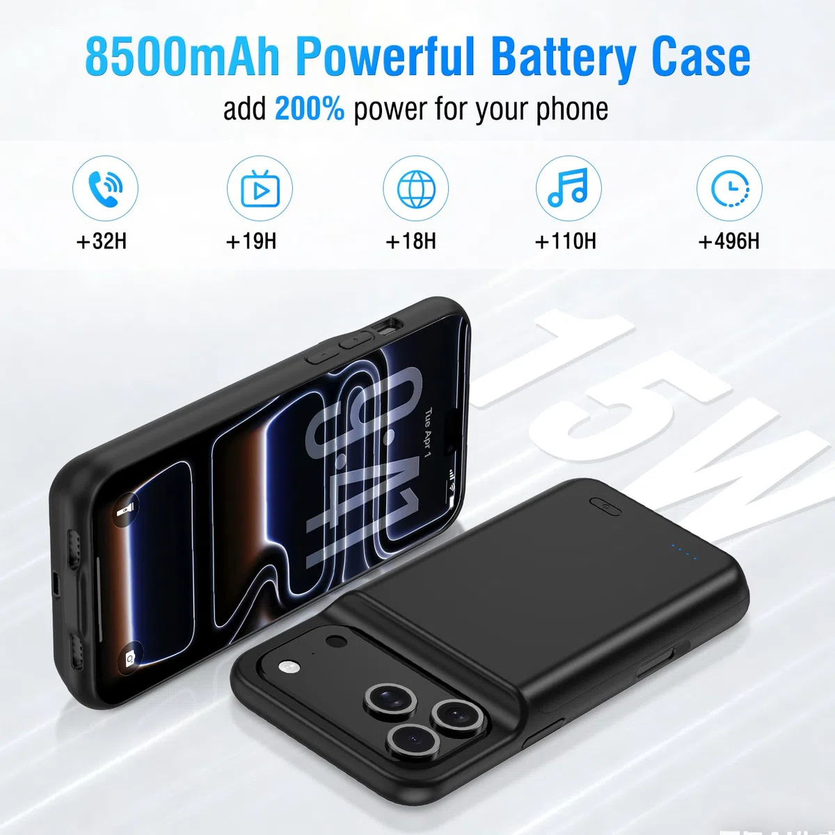 Funda de Batería para iPhone 17 Pro MAX (6.9 Pulgadas), Cargador Portátil de 8500 mAh, Funda Ultrafina con Batería Extendida, Cargador de Teléfono Y Funda Protectora con Función de Carga para